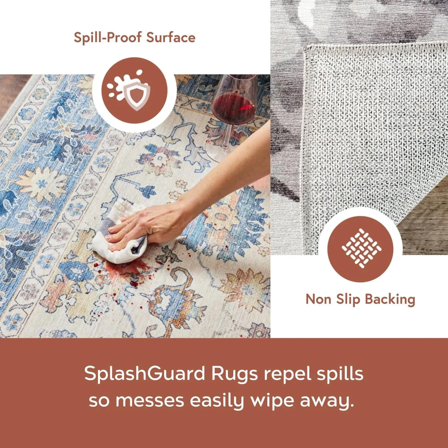 Nuloom Tiffani Floral Machine Washable SplashGuard Area Rug