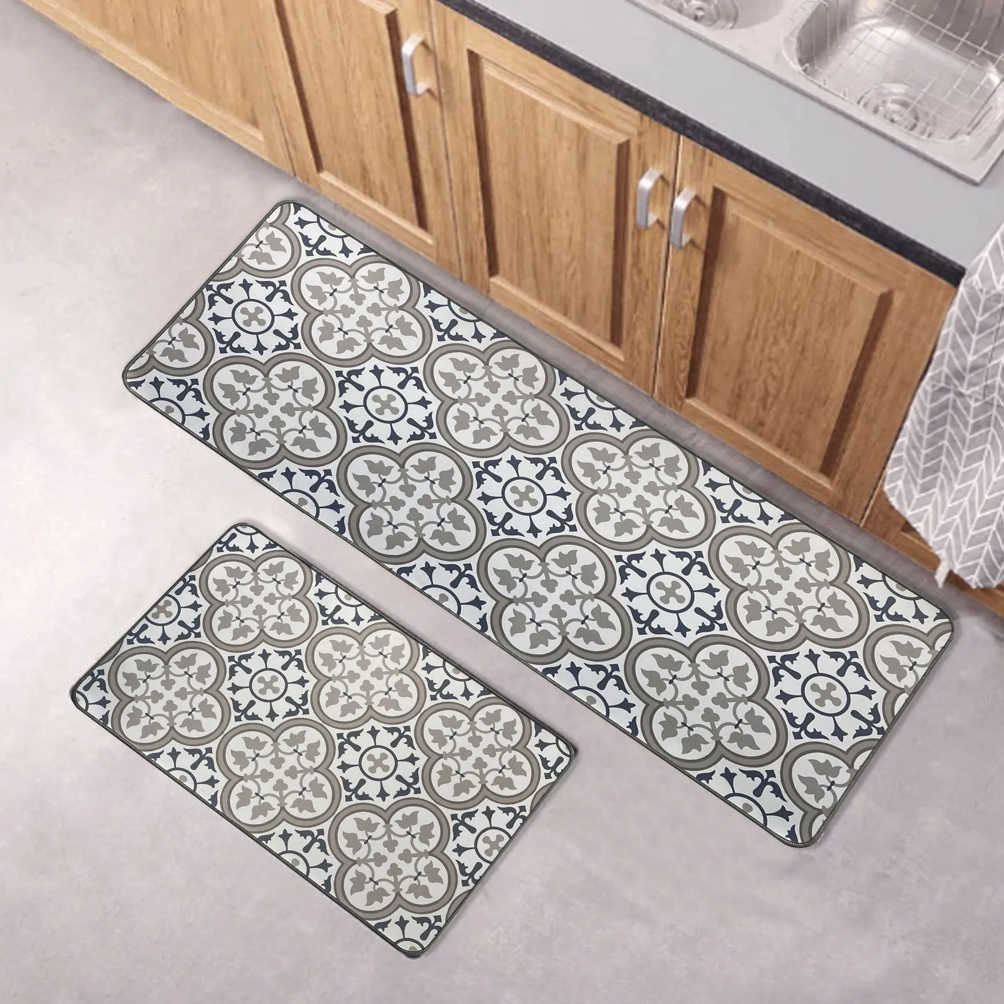 Paco Printed Kitchen Floor Mats - Tile Design