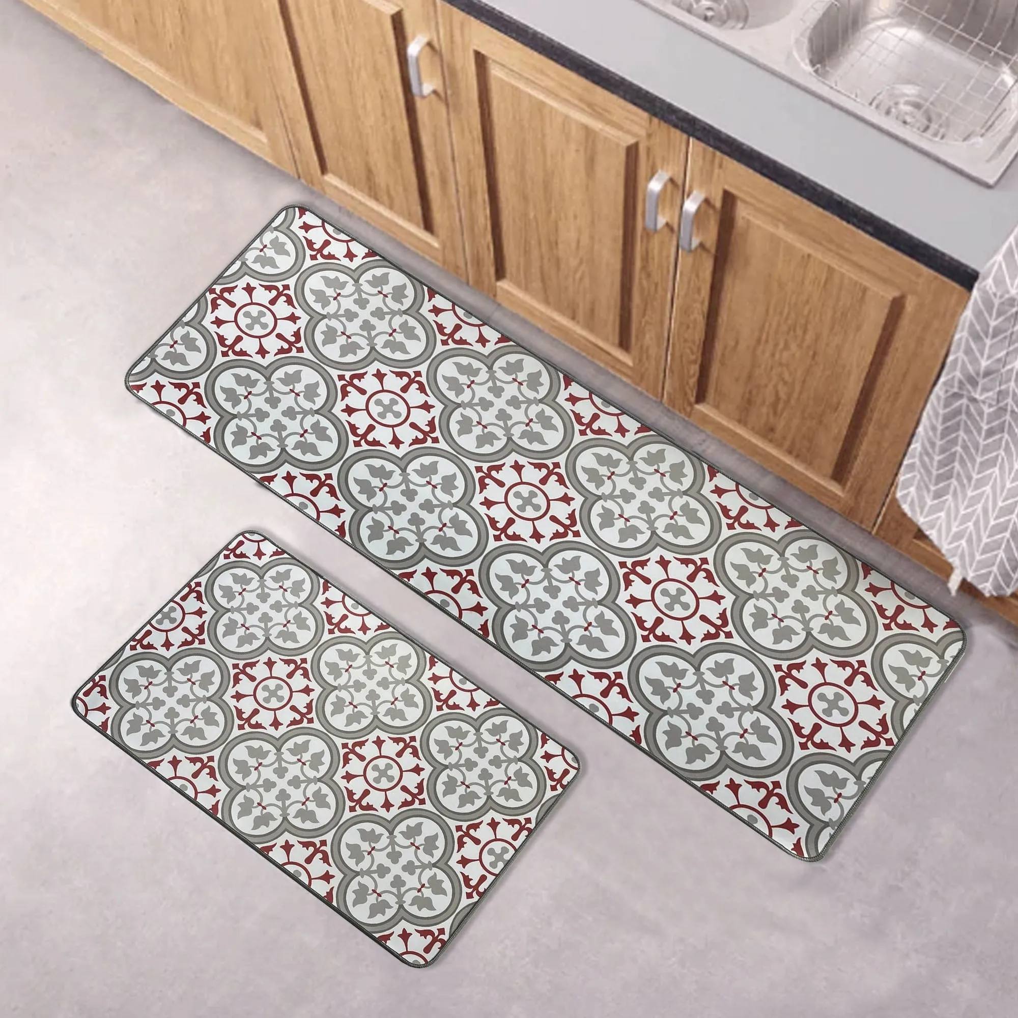 Paco Printed Kitchen Floor Mats - Tile Design