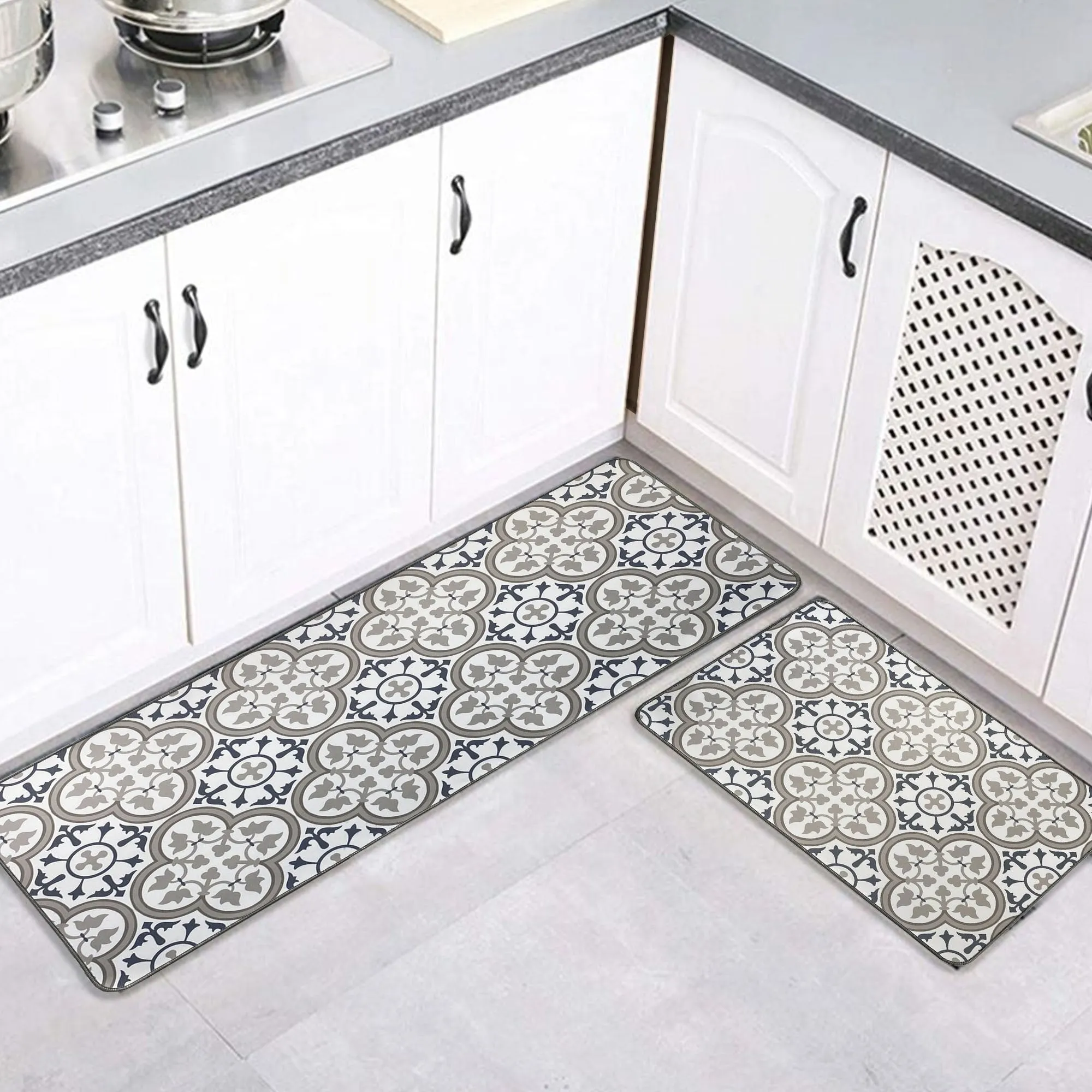 Paco Printed Kitchen Floor Mats - Tile Design