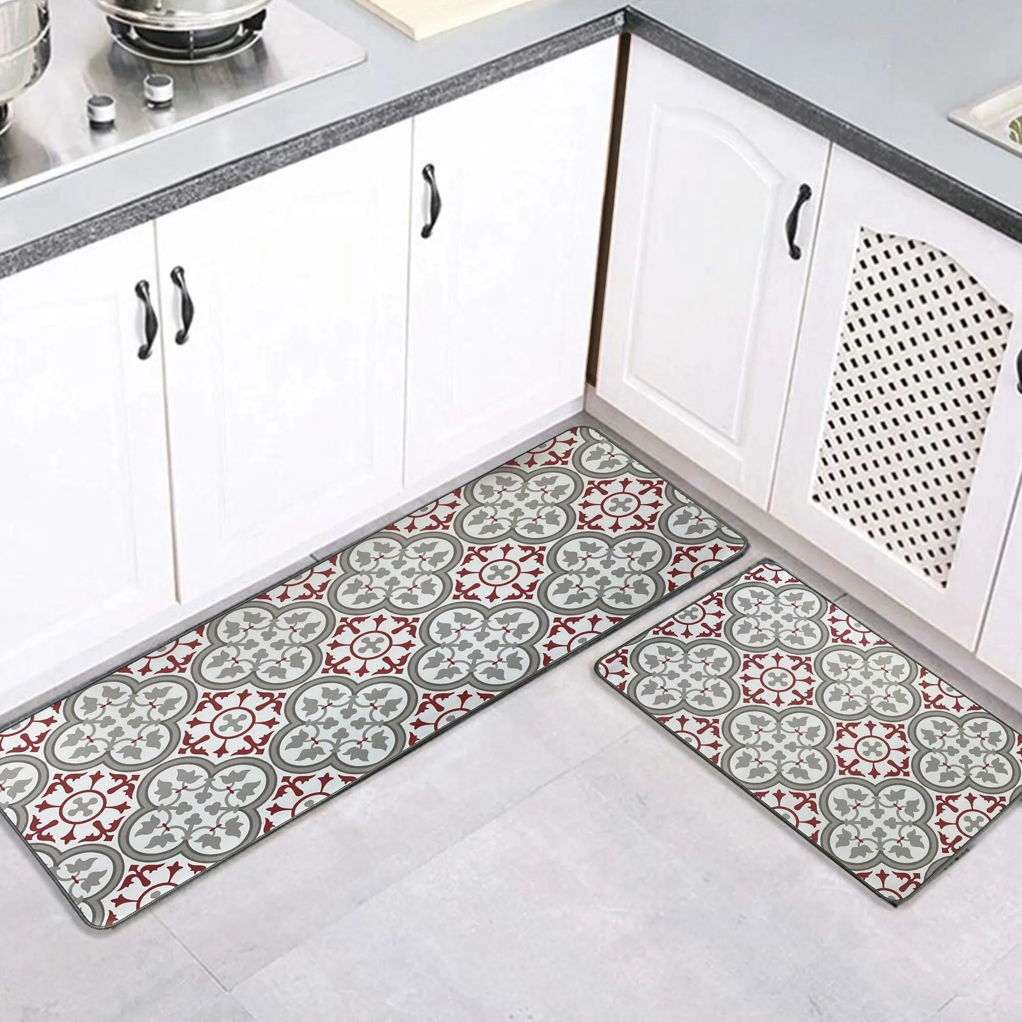 Paco Printed Kitchen Floor Mats - Tile Design
