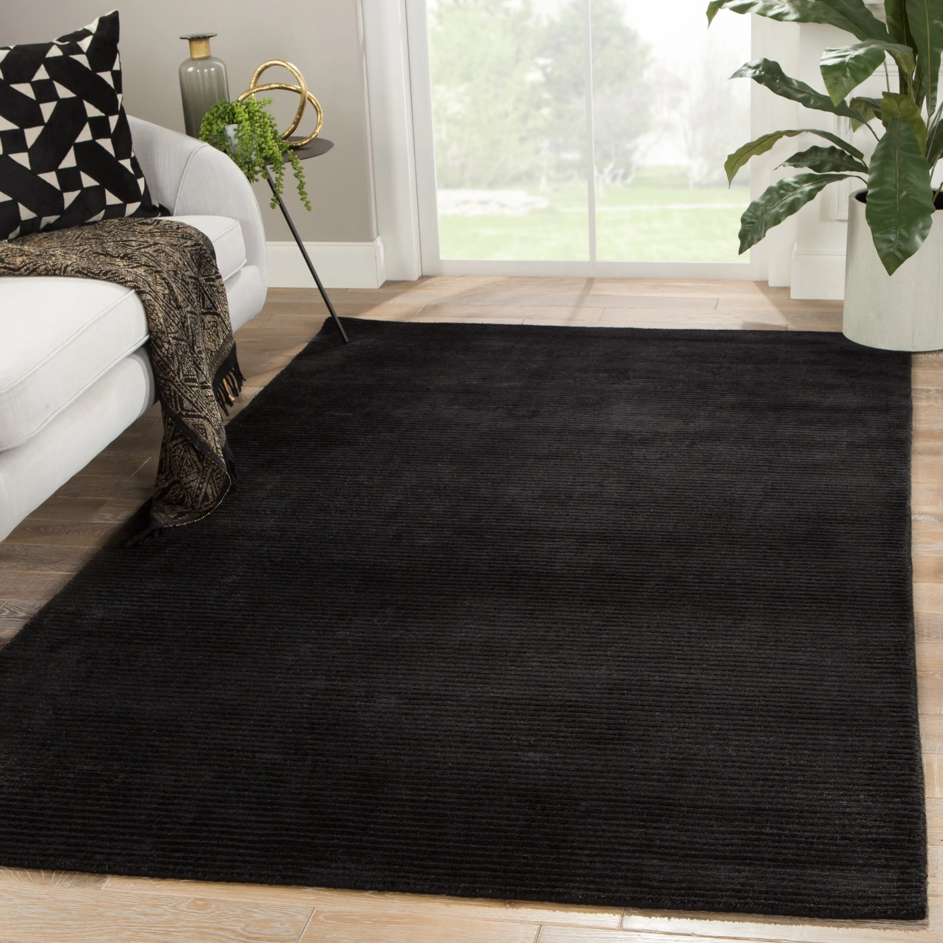 Phase Handmade Solid Color Textured Wool/ Viscose Area Rug