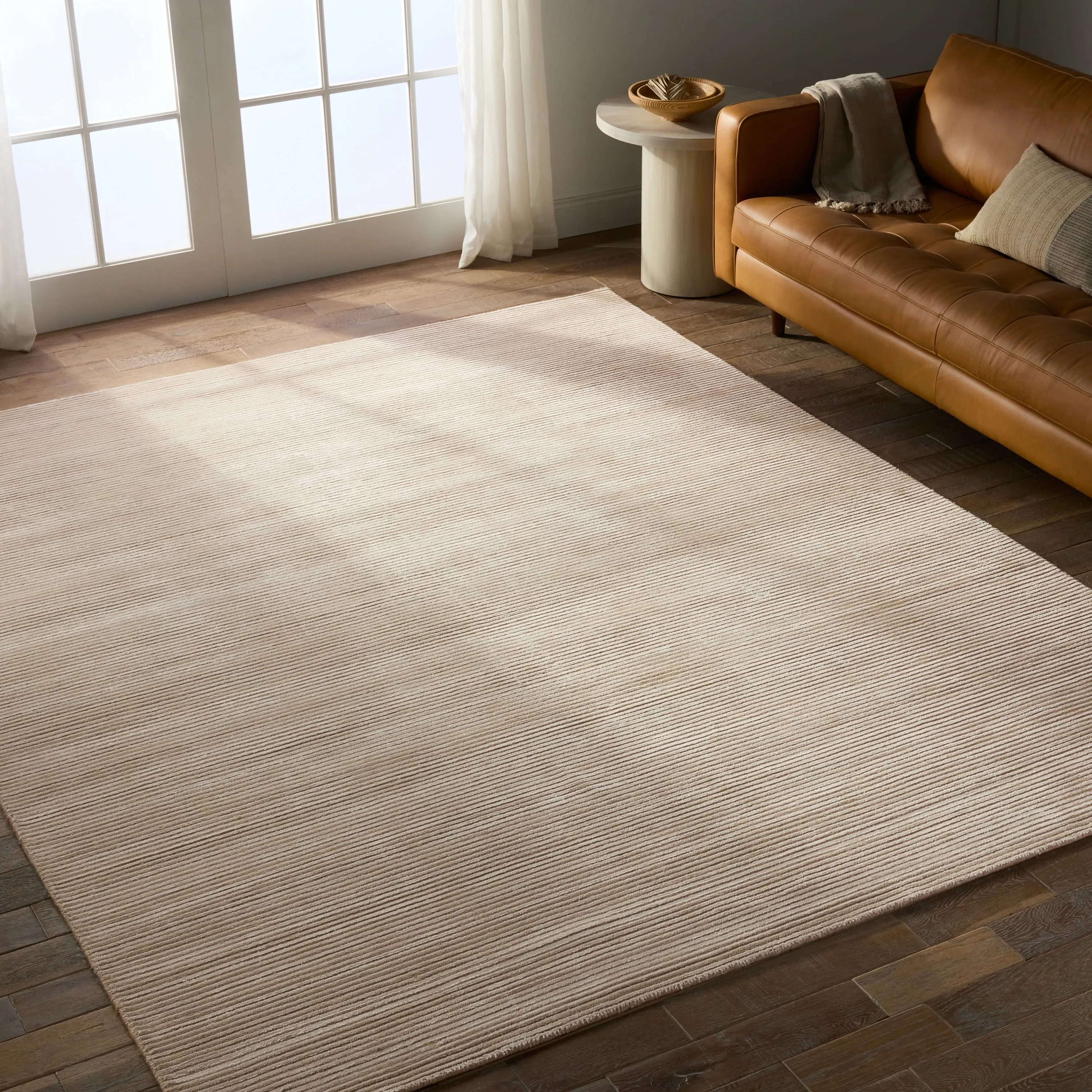 Phase Handmade Solid Color Textured Wool/ Viscose Area Rug