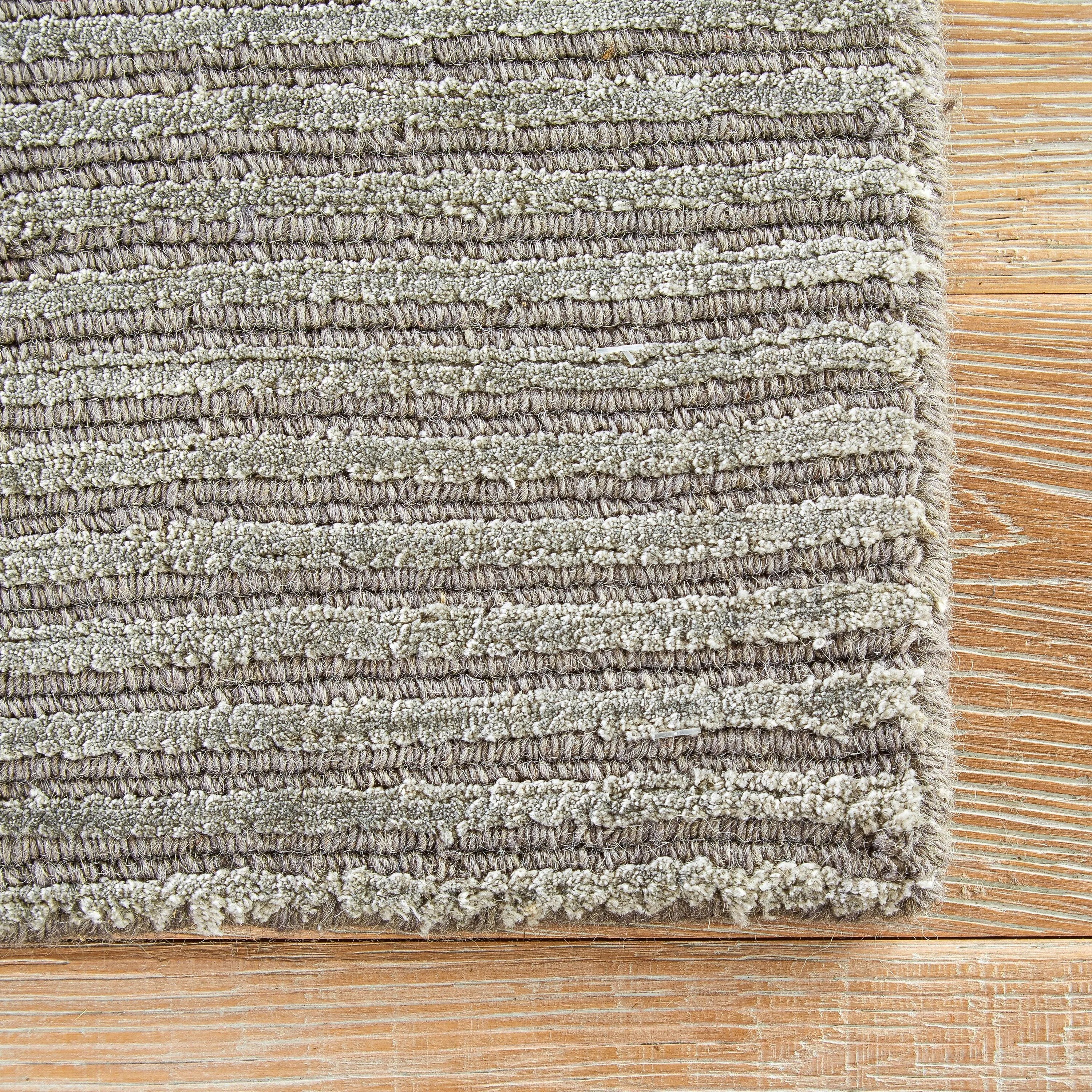Phase Handmade Solid Color Textured Wool/ Viscose Area Rug
