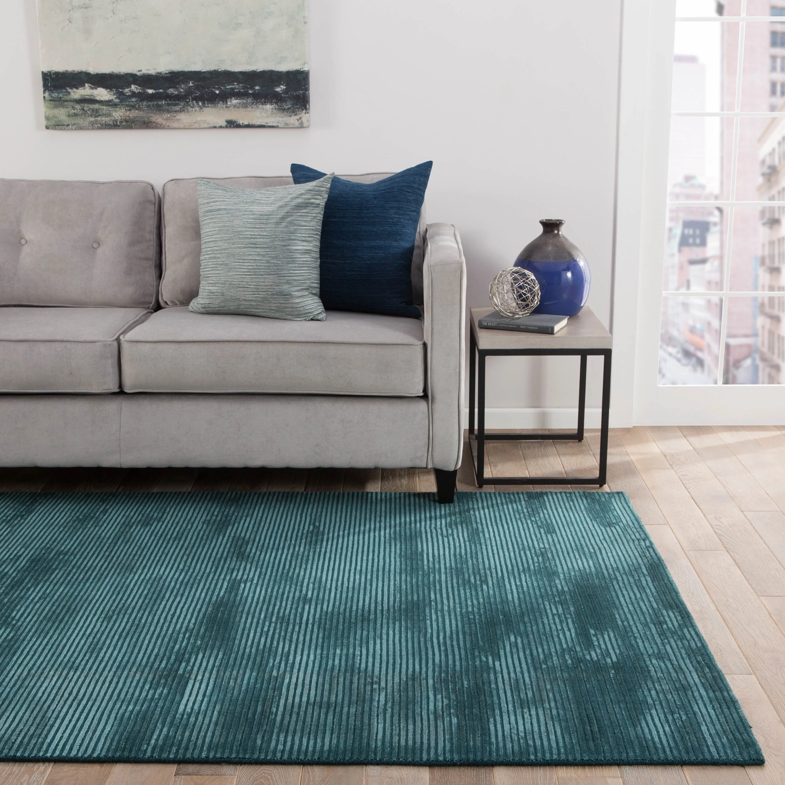 Phase Handmade Solid Color Textured Wool/ Viscose Area Rug