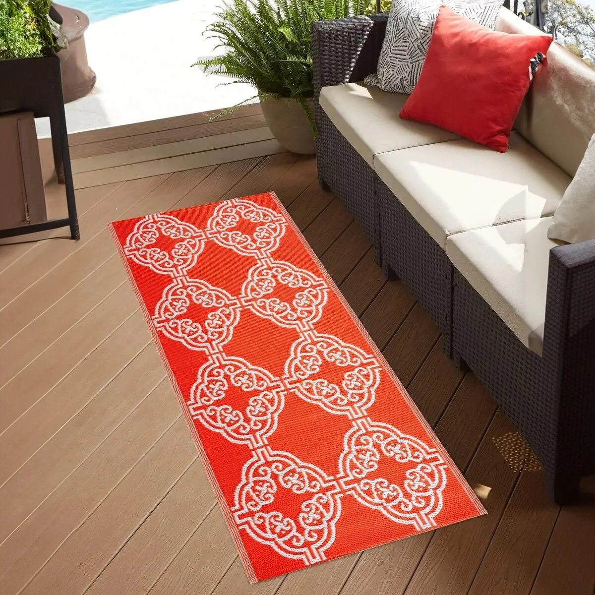 Playa Rug Outdoor Recycled Reversible Plastic Folded Mat/Rug Marrakesh Collection Lightweight & Weather. Water and UV Resistant