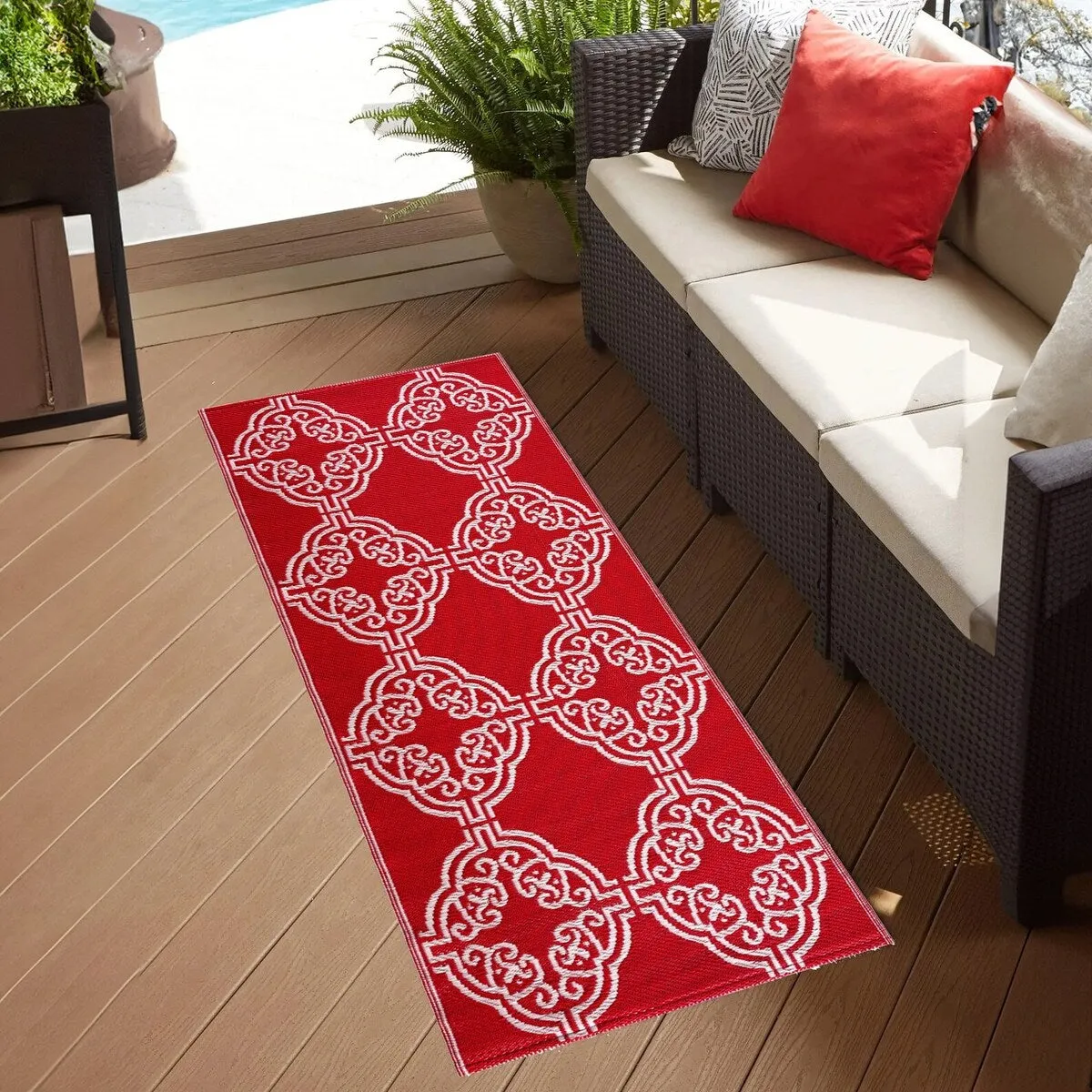 Playa Rug Outdoor Recycled Reversible Plastic Folded Mat/Rug Marrakesh Collection Lightweight & Weather. Water and UV Resistant