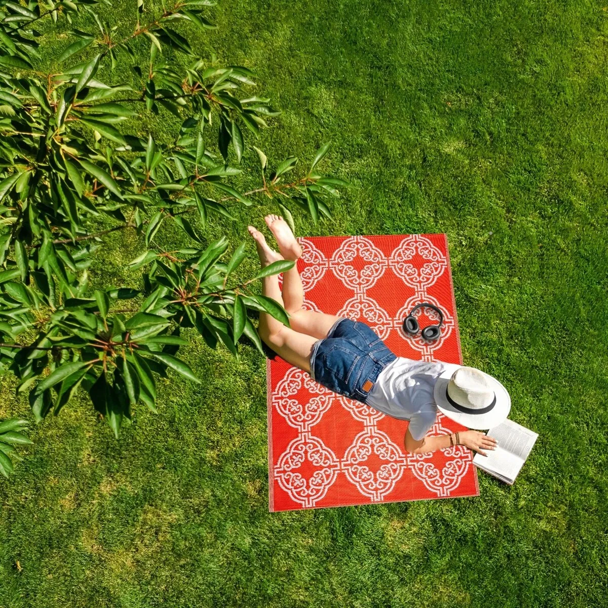 Playa Rug Outdoor Recycled Reversible Plastic Folded Mat/Rug Marrakesh Collection Lightweight & Weather. Water and UV Resistant