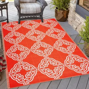 Playa Rug Outdoor Recycled Reversible Plastic Folded Mat/Rug Marrakesh Collection Lightweight & Weather. Water and UV Resistant