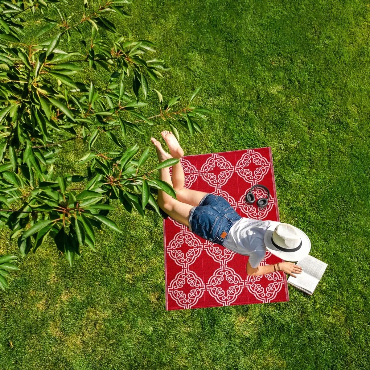 Playa Rug Outdoor Recycled Reversible Plastic Folded Mat/Rug Marrakesh Collection Lightweight & Weather. Water and UV Resistant