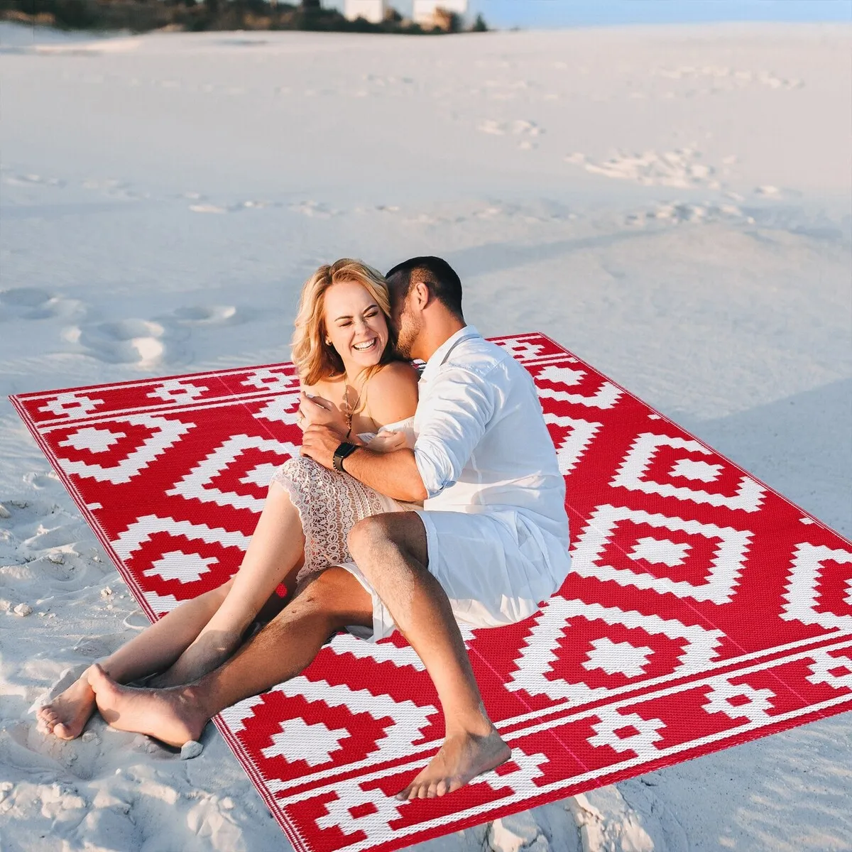 Playa Rug Outdoor Recycled Reversible Plastic Folded Mat/Rug Milan Collection Lightweight & Weather. Water and UV Resistant