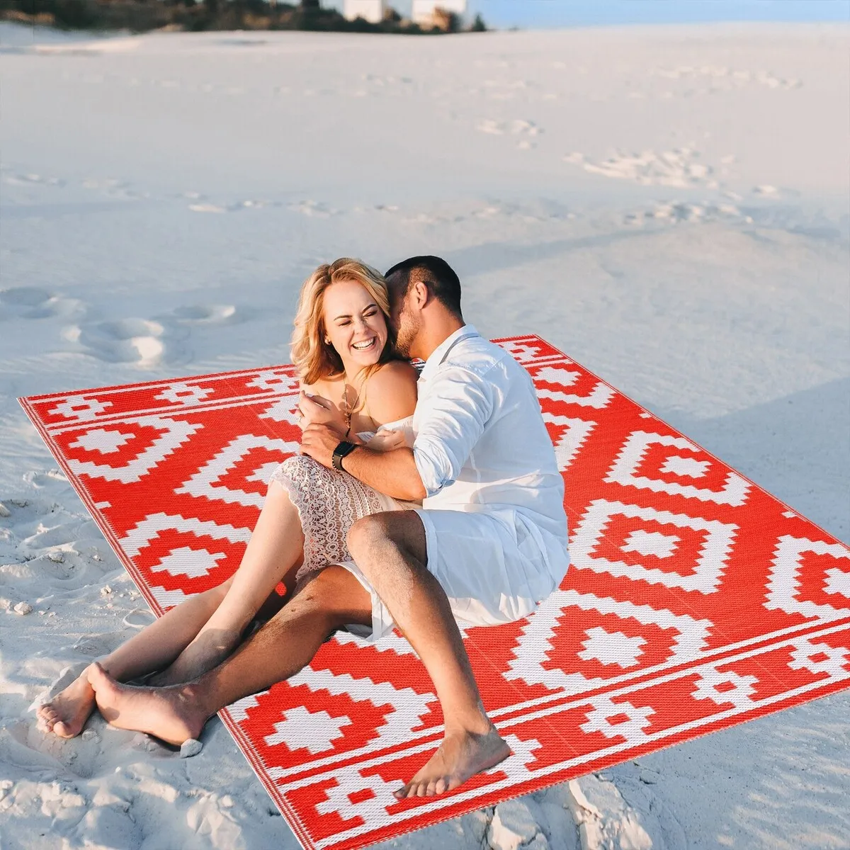 Playa Rug Outdoor Recycled Reversible Plastic Folded Mat/Rug Milan Collection Lightweight & Weather. Water and UV Resistant