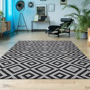 Porch & Den Carlson Black and White Indoor-Outdoor Area Rug