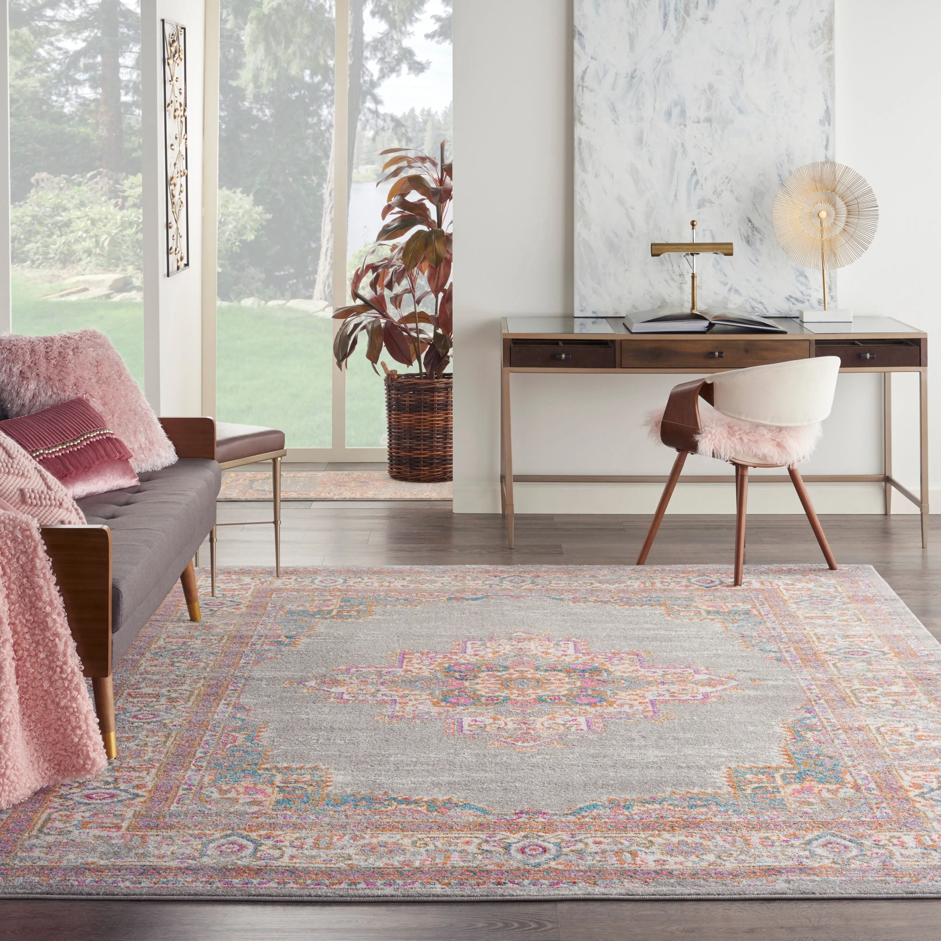 Porch & Den Dobbin Vintage Persian Medallion Farmhouse Area Rug