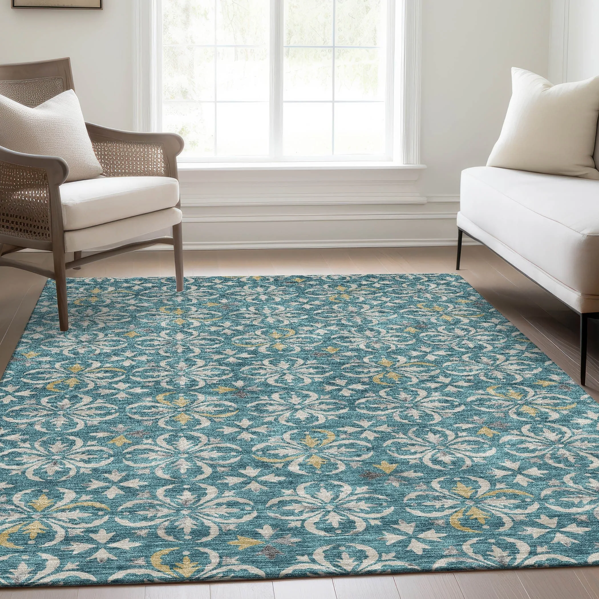 Premium Washable Super Soft Transitional Medallions Mayfield Rug