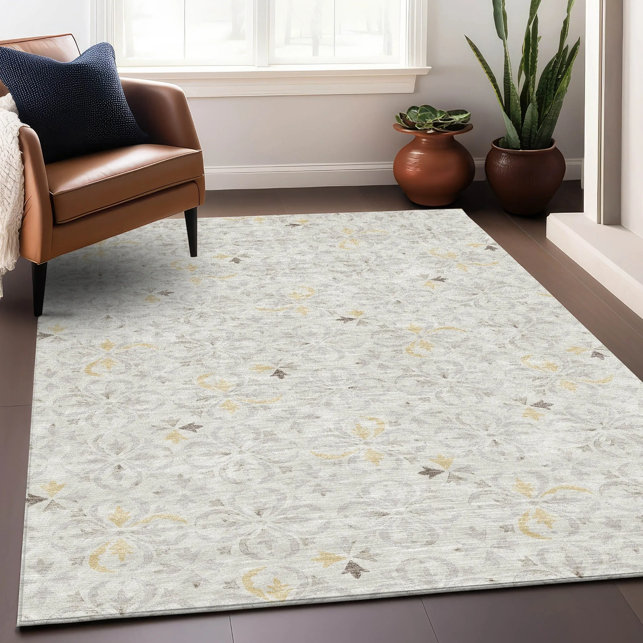 Premium Washable Super Soft Transitional Medallions Mayfield Rug
