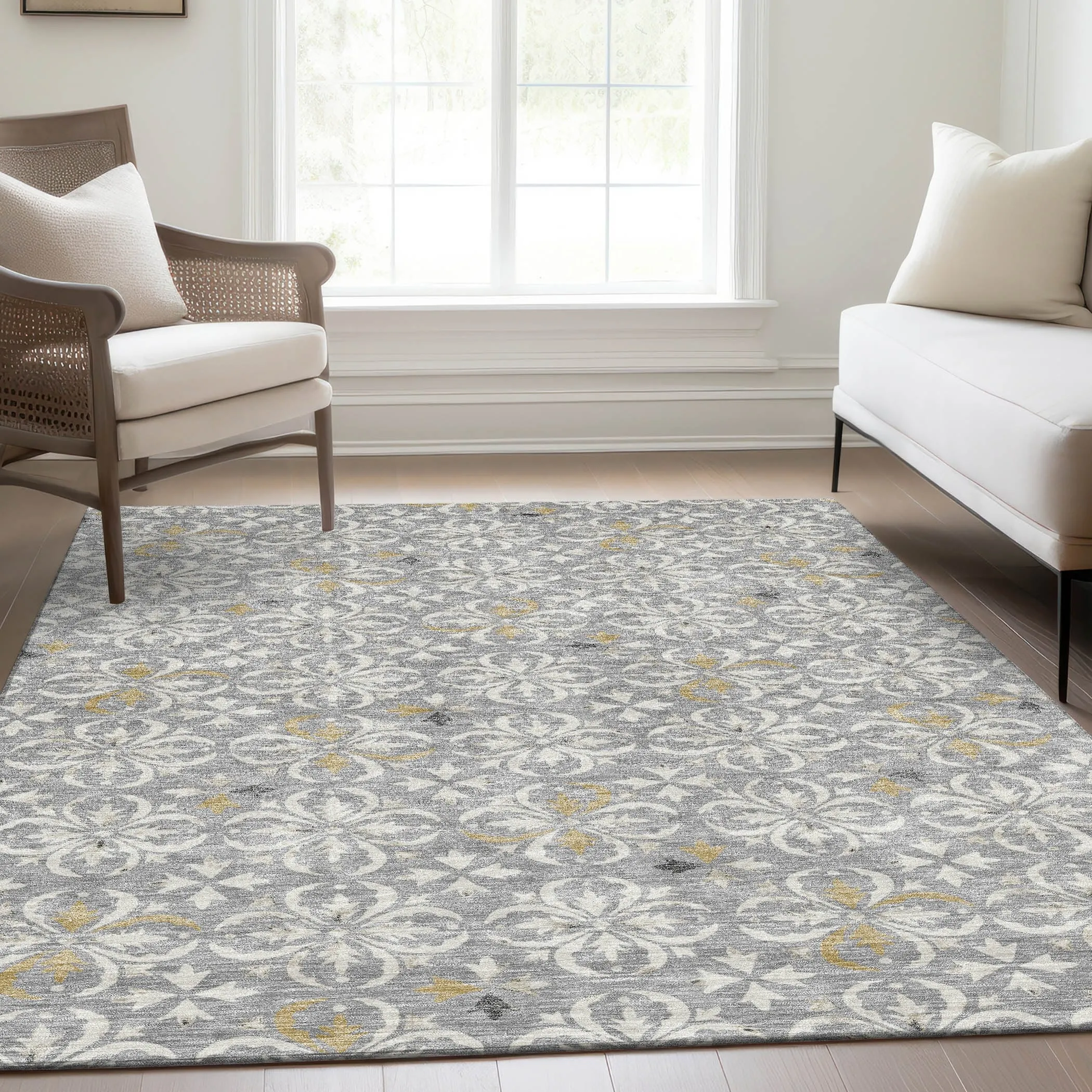 Premium Washable Super Soft Transitional Medallions Mayfield Rug