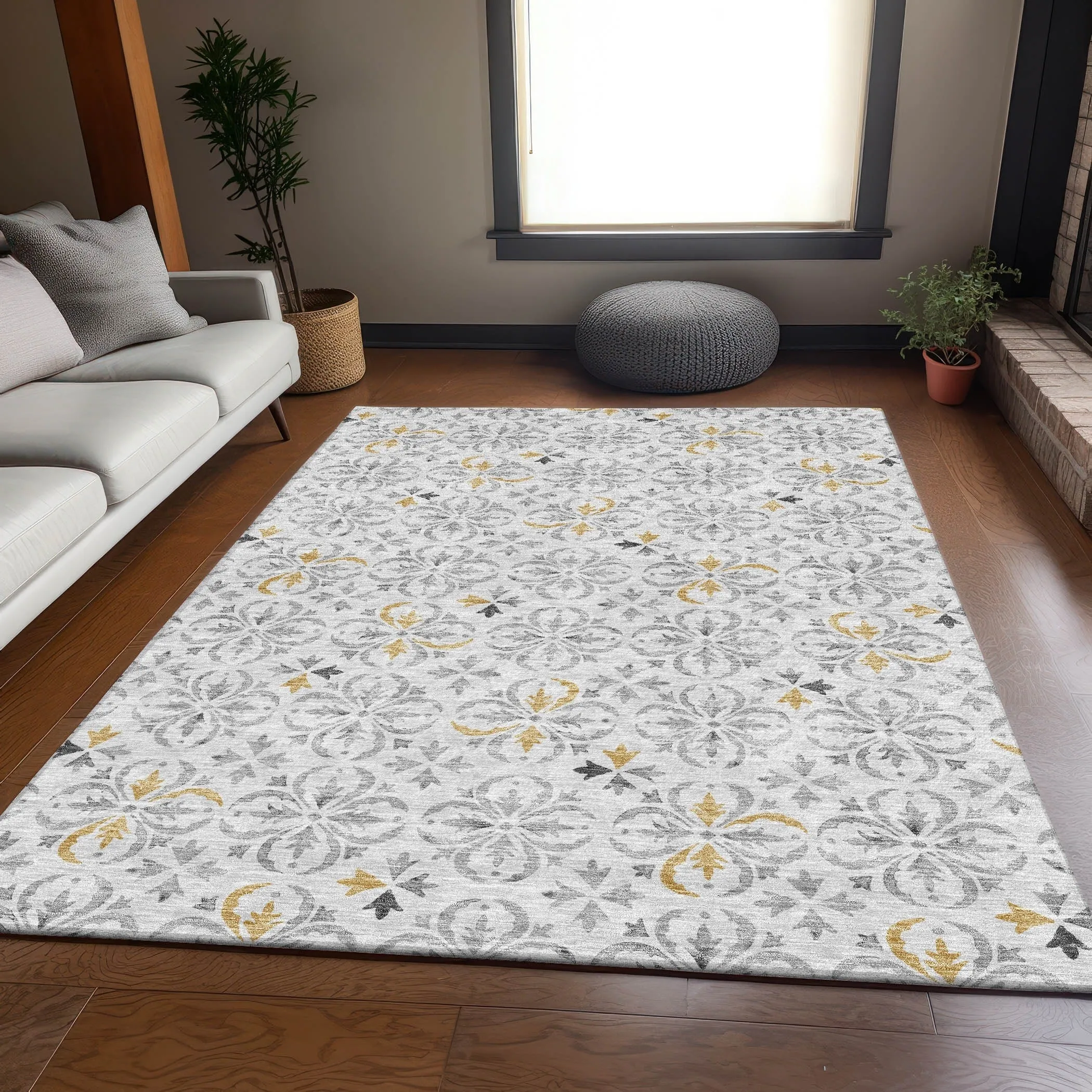 Premium Washable Super Soft Transitional Medallions Mayfield Rug