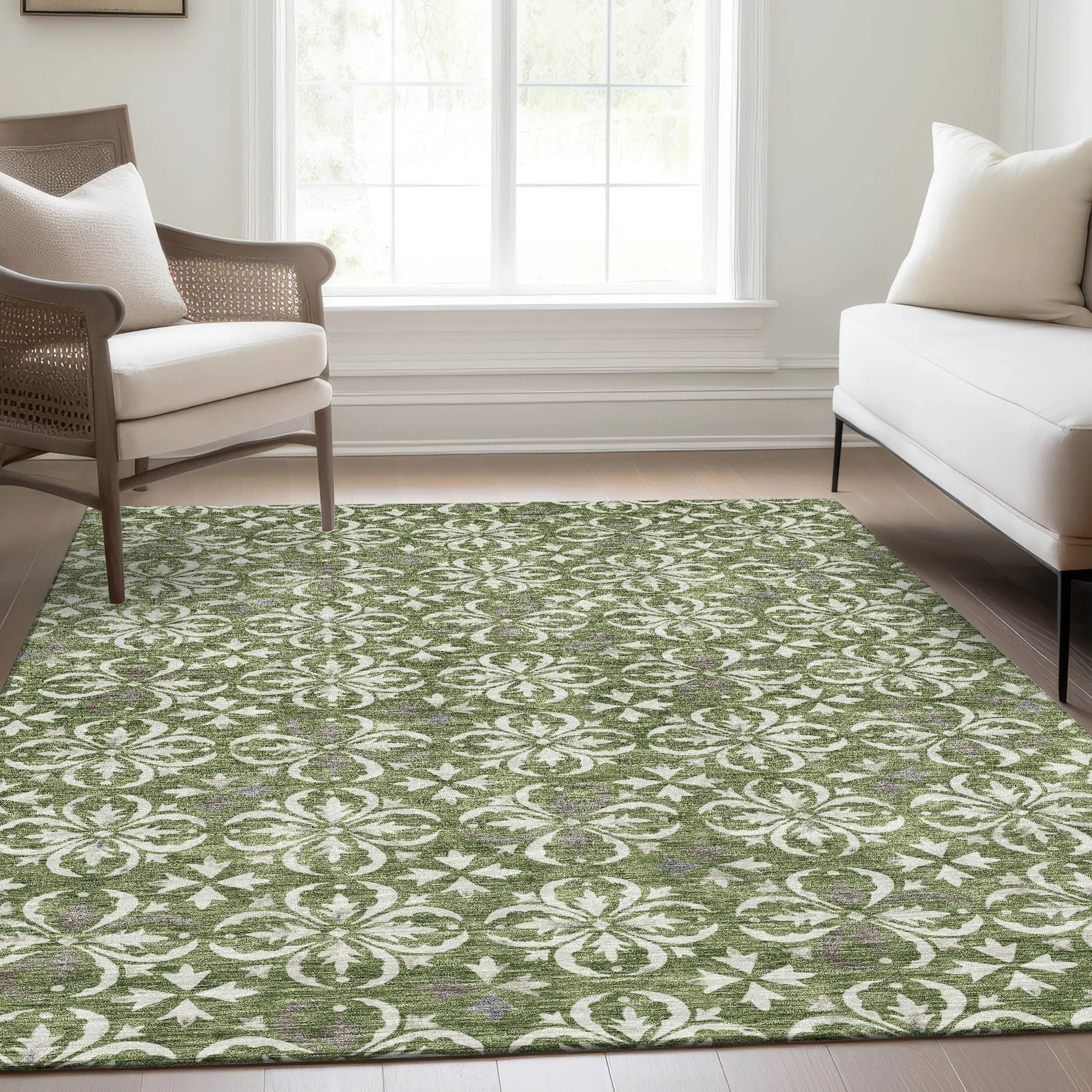 Premium Washable Super Soft Transitional Medallions Mayfield Rug