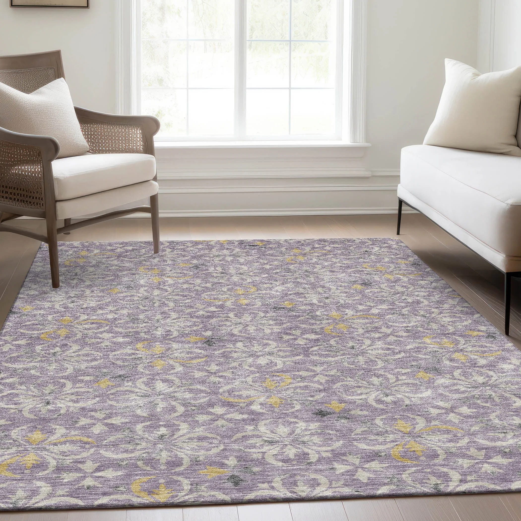 Premium Washable Super Soft Transitional Medallions Mayfield Rug