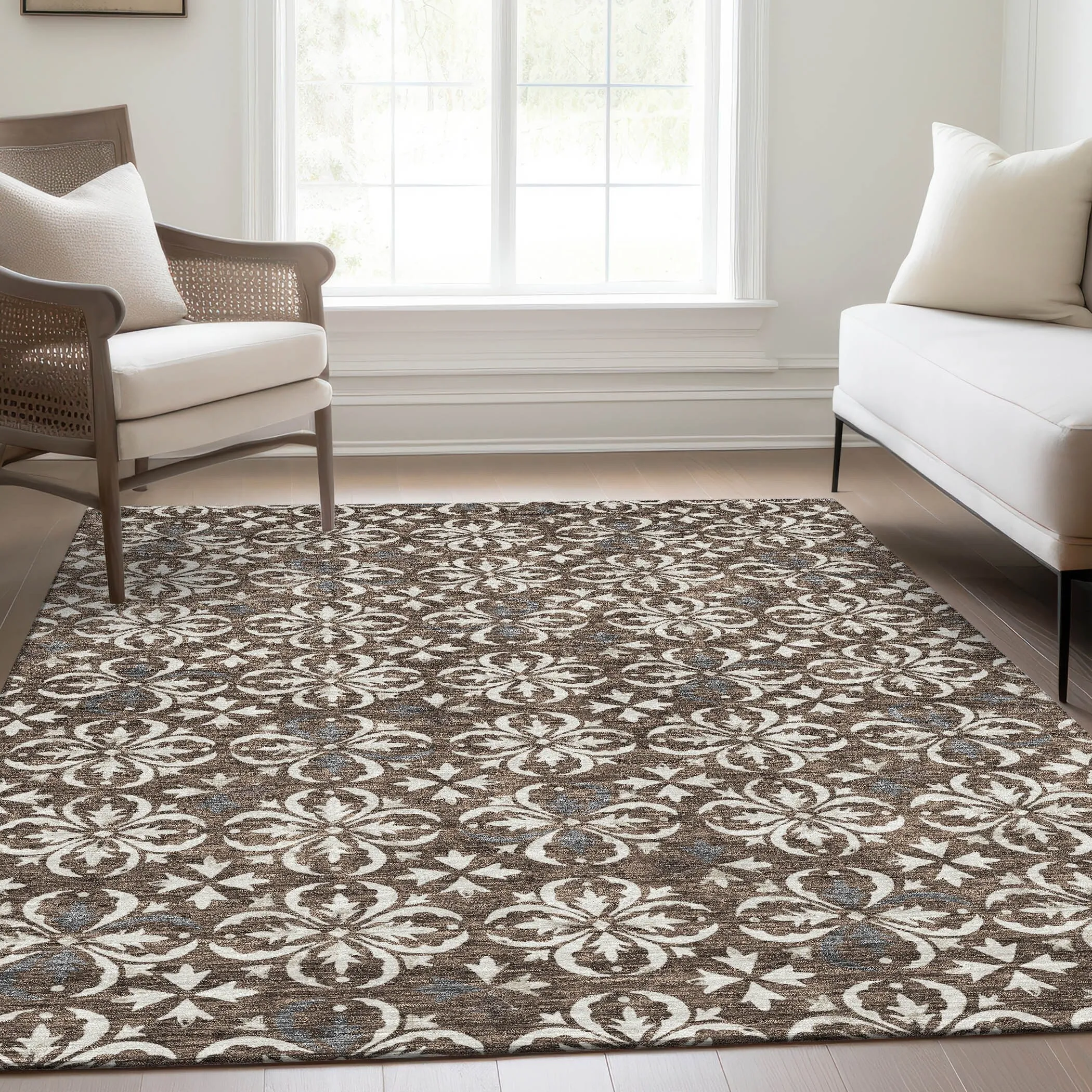Premium Washable Super Soft Transitional Medallions Mayfield Rug