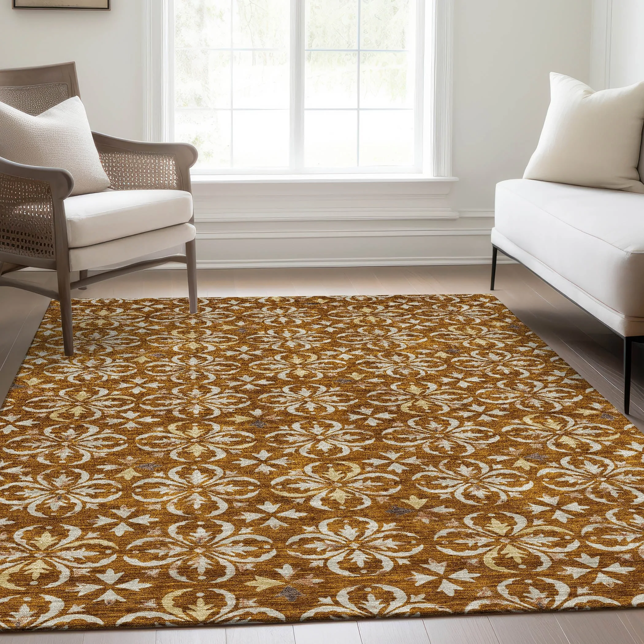 Premium Washable Super Soft Transitional Medallions Mayfield Rug