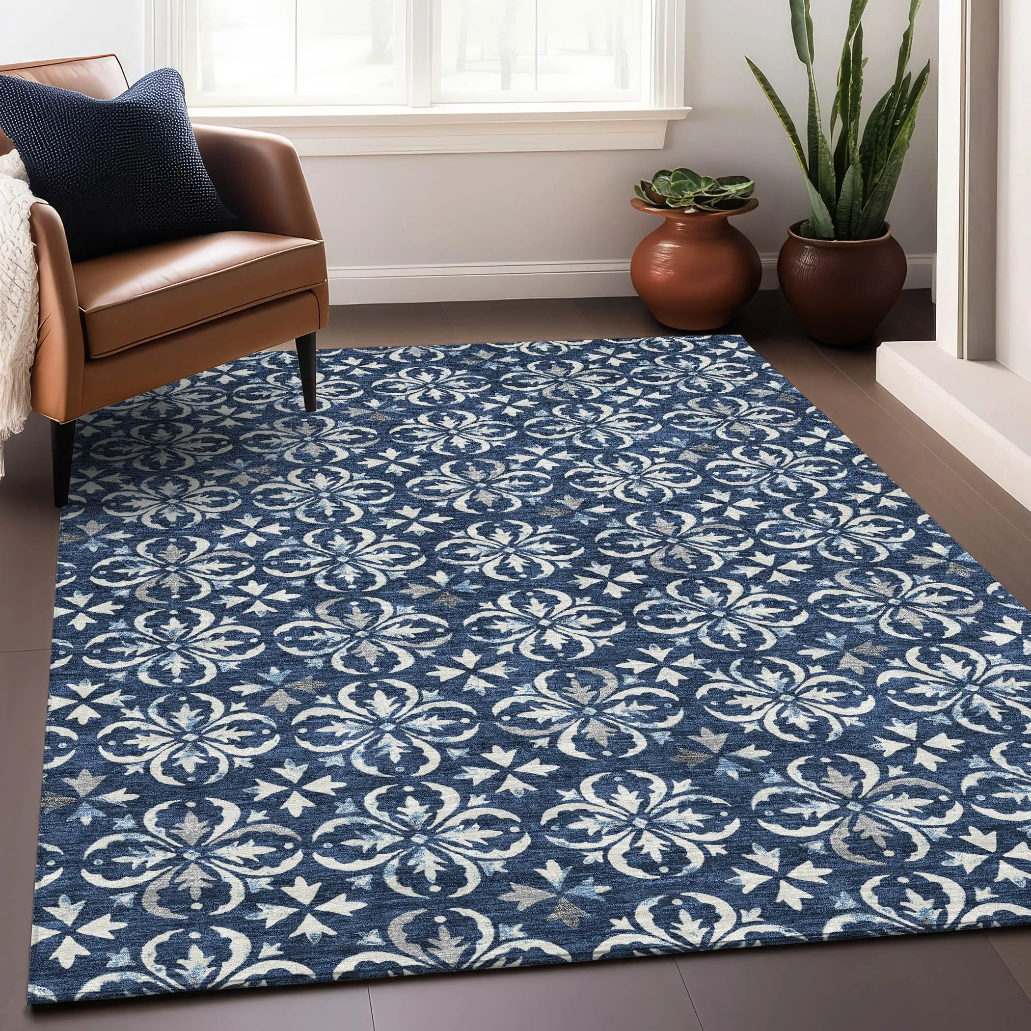 Premium Washable Super Soft Transitional Medallions Mayfield Rug