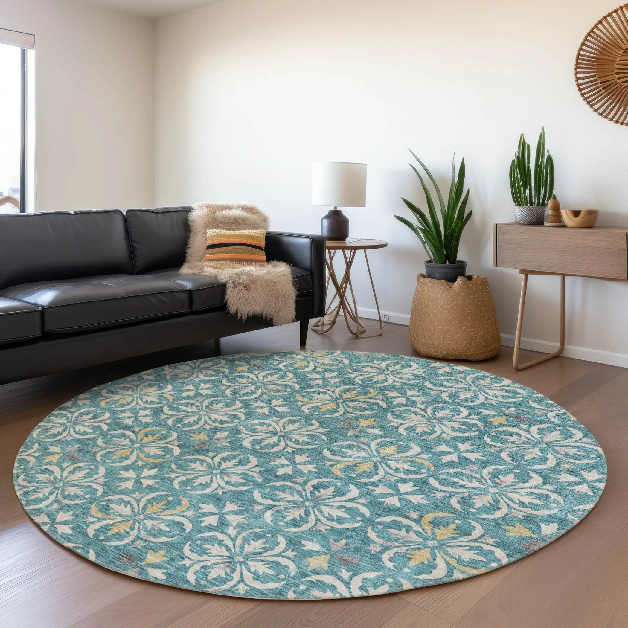 Premium Washable Super Soft Transitional Medallions Mayfield Rug