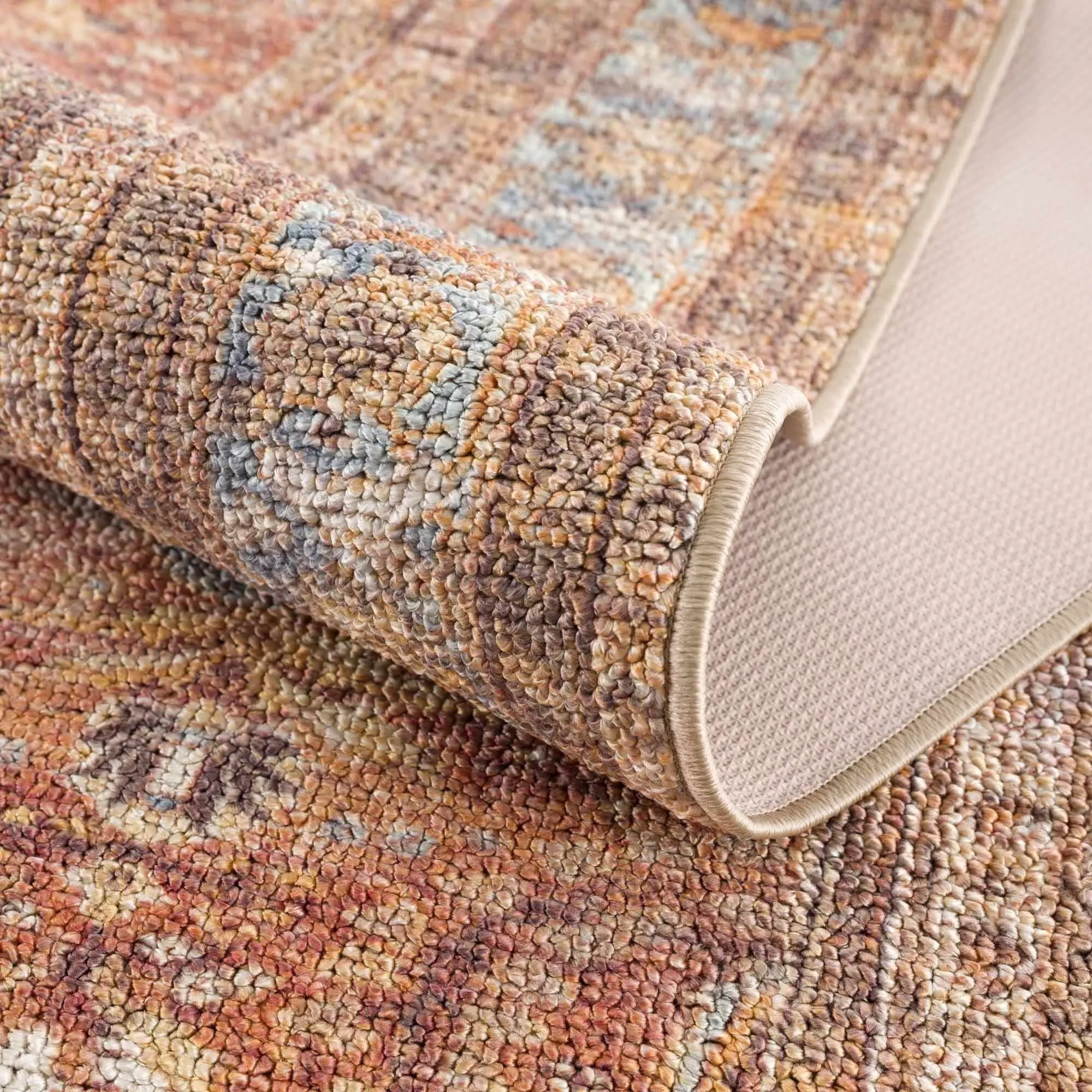 Reseca Oriental Traditional Vintage Distressed Machine Washable Area Rug