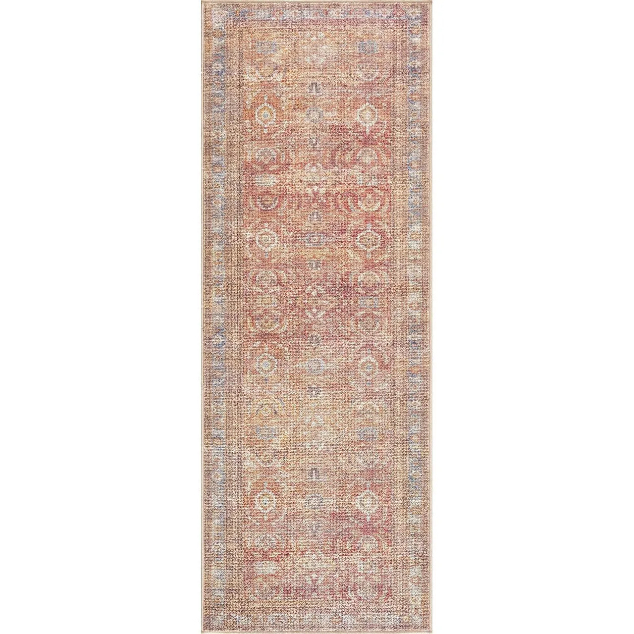 Reseca Oriental Traditional Vintage Distressed Machine Washable Area Rug