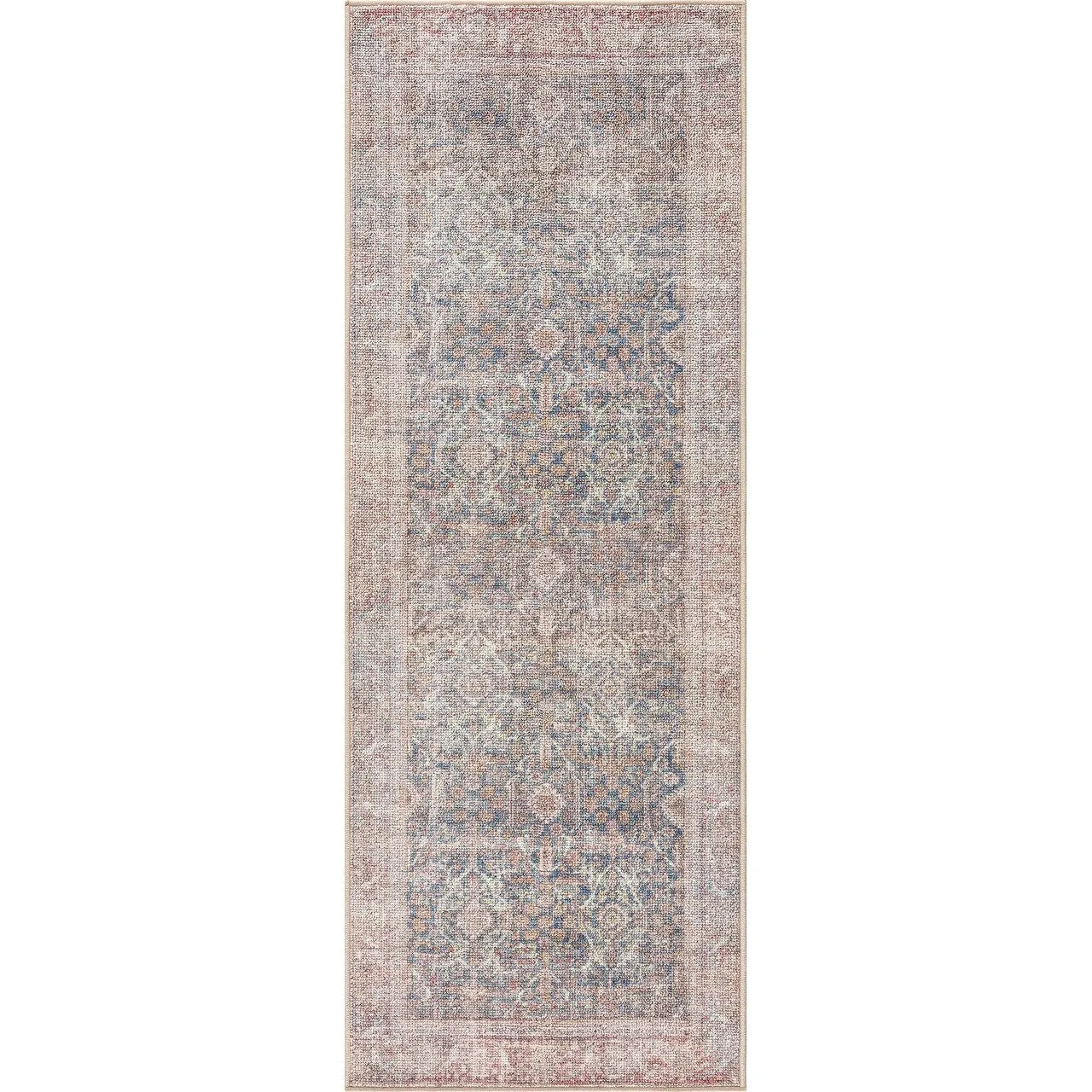 Reseca Oriental Traditional Vintage Distressed Machine Washable Area Rug