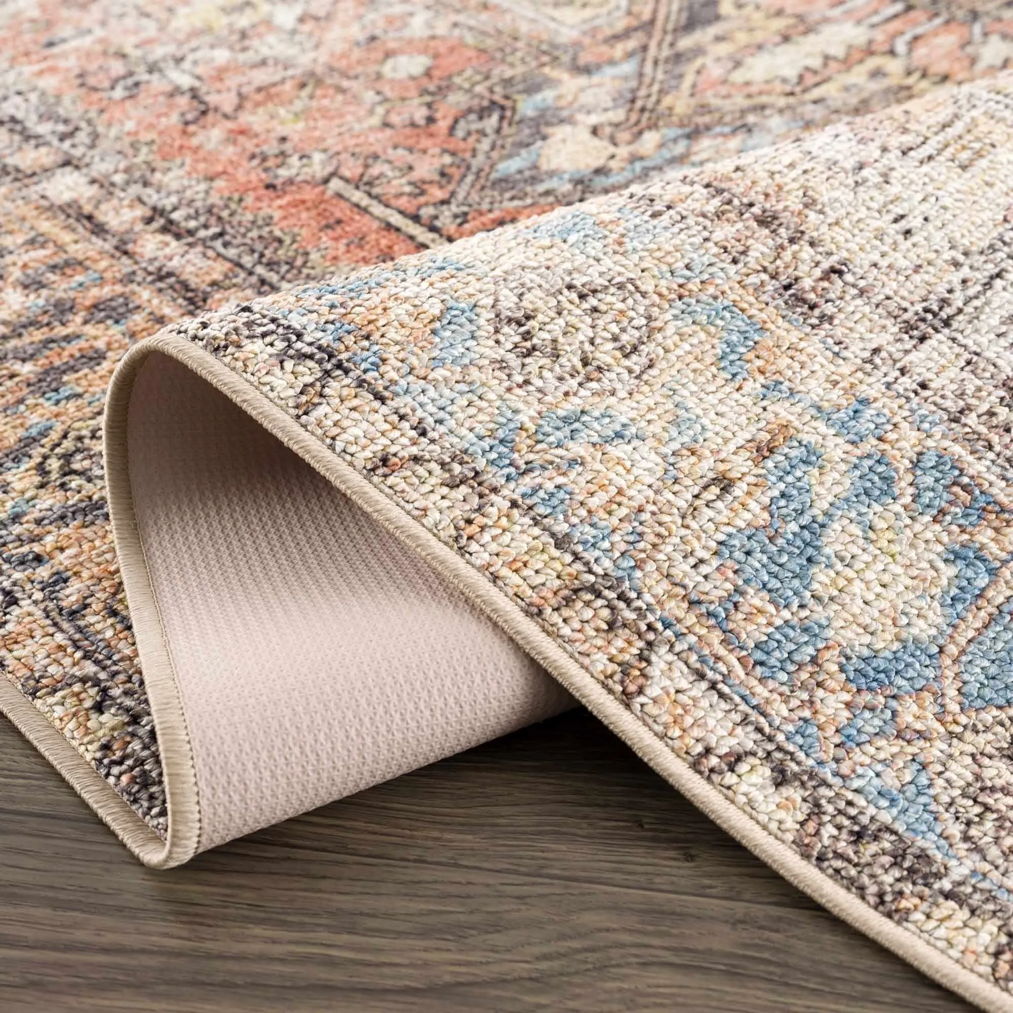 Reseca Oriental Traditional Vintage Distressed Machine Washable Area Rug