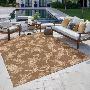 Reyn Spooner Kona Coast Aloha Welcome Pineapple Flatweave Indoor/ Outdoor Brown Area Rug