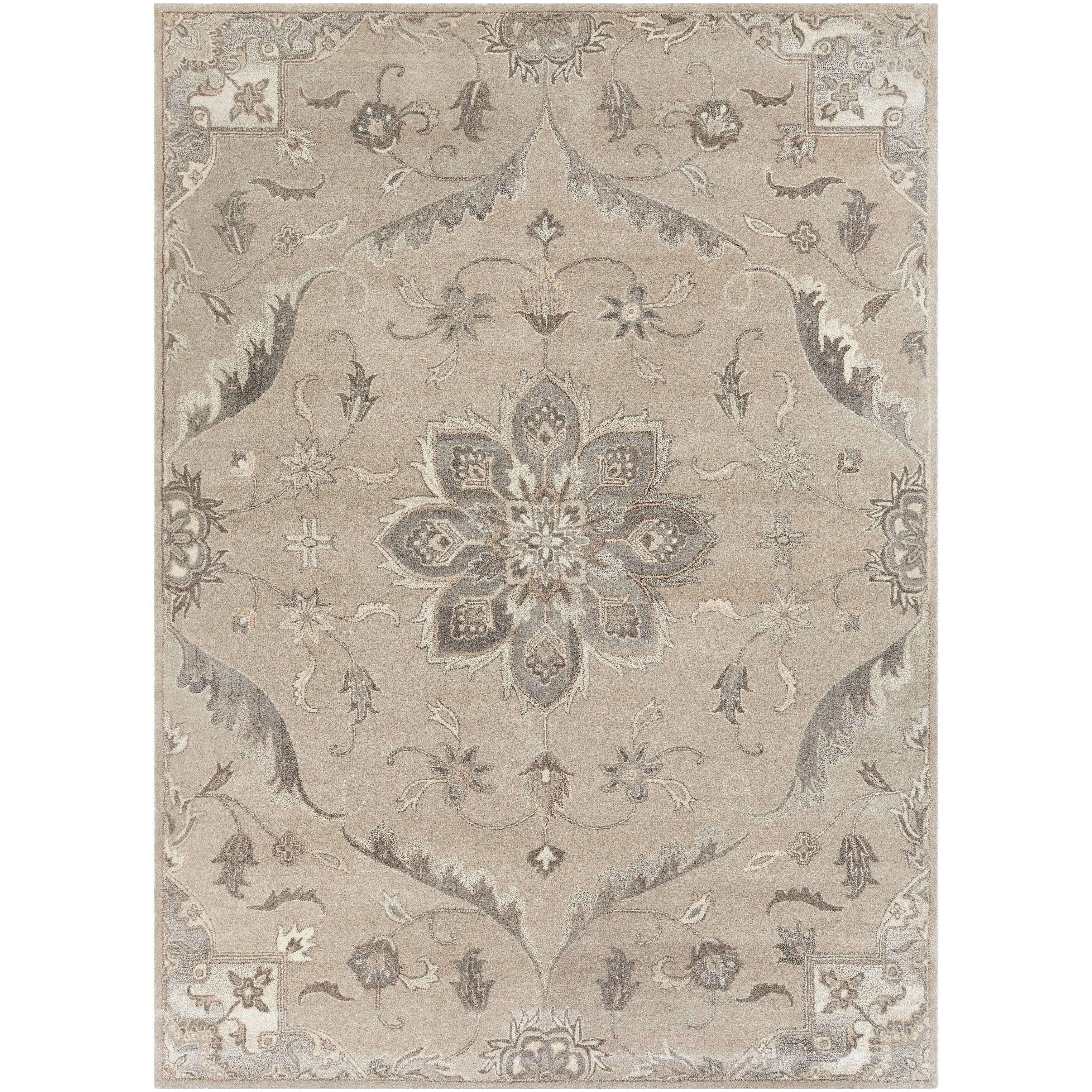 Robyn Handmade Transitional Medallion Wool Area Rug
