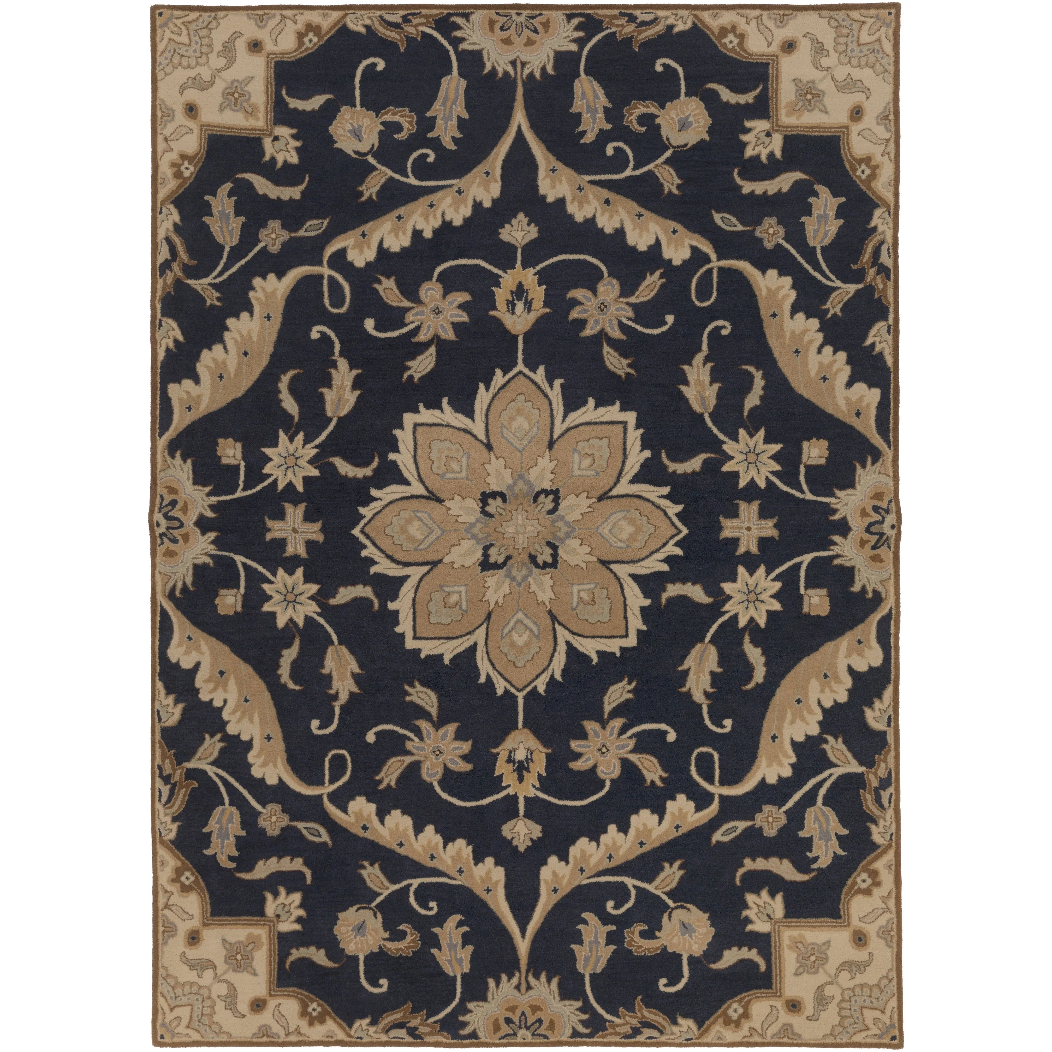 Robyn Handmade Transitional Medallion Wool Area Rug