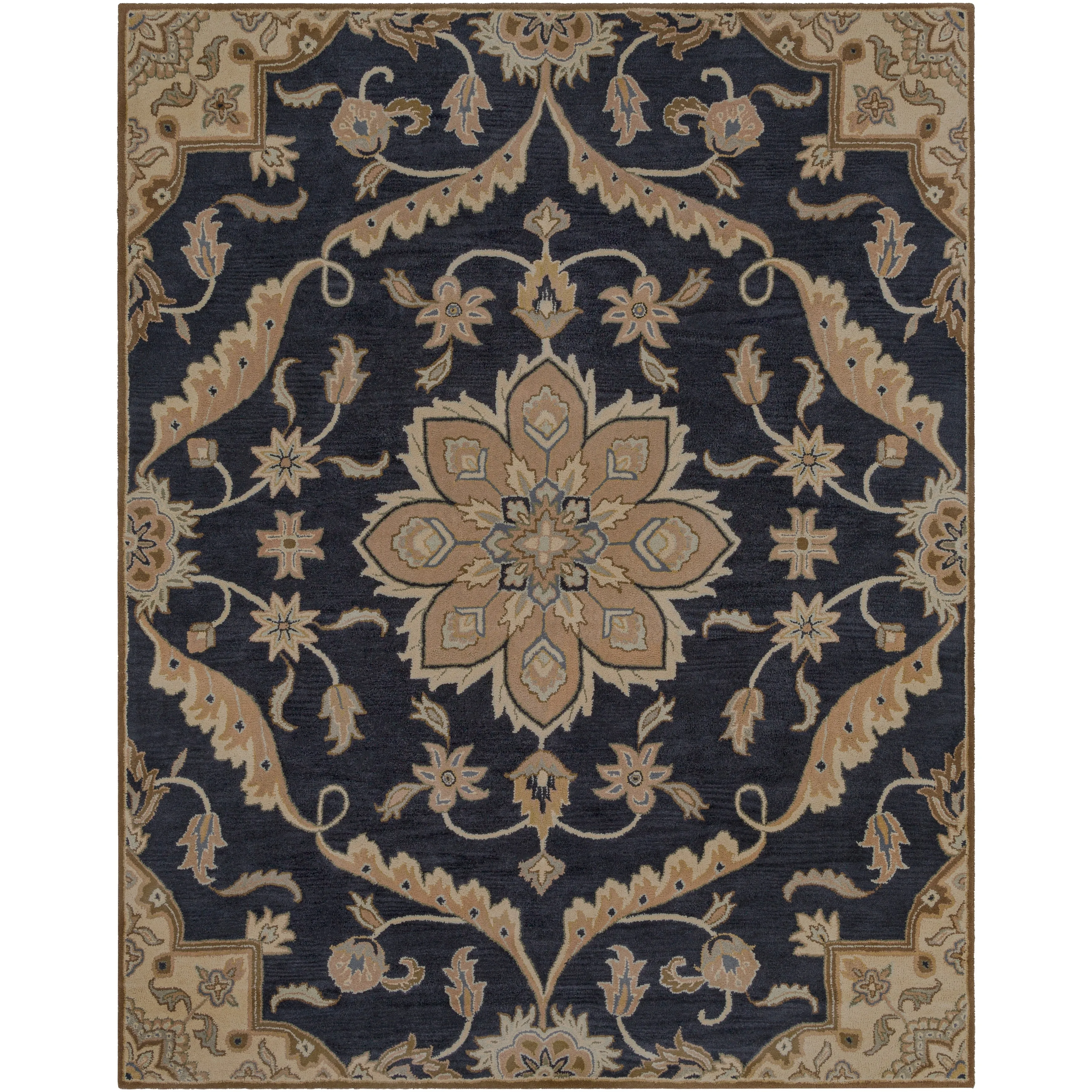 Robyn Handmade Transitional Medallion Wool Area Rug