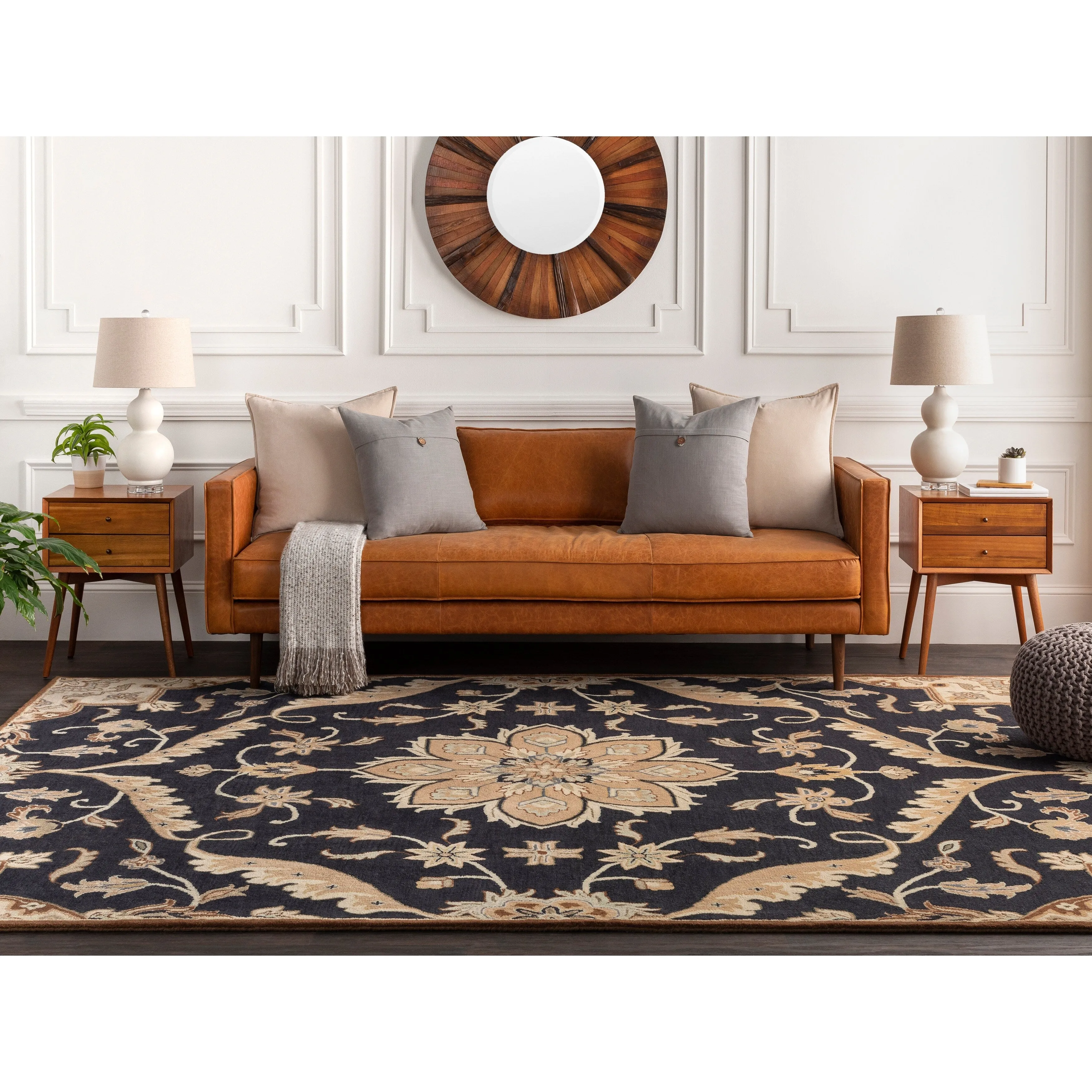 Robyn Handmade Transitional Medallion Wool Area Rug