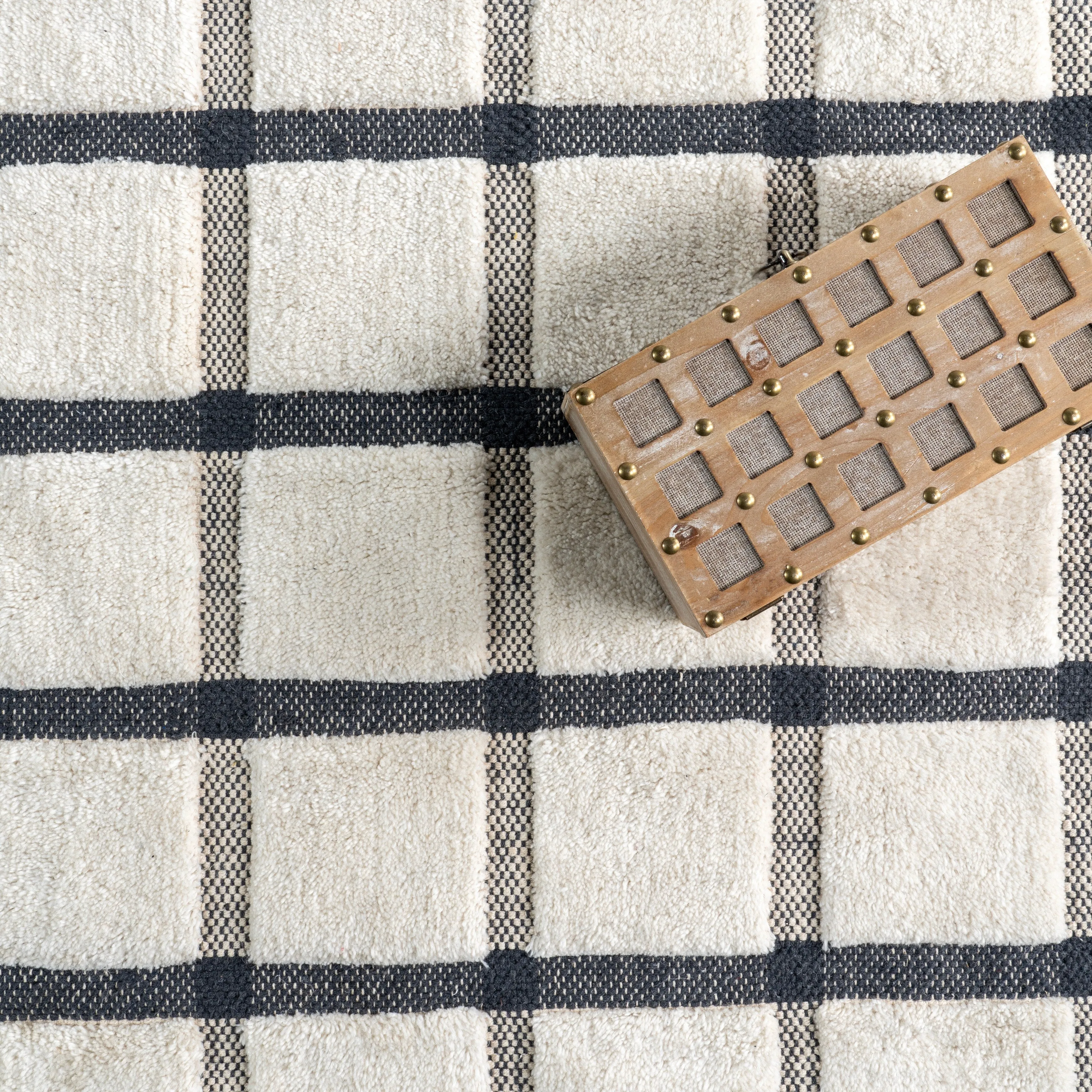 Rowena Checked Wool Area Rug