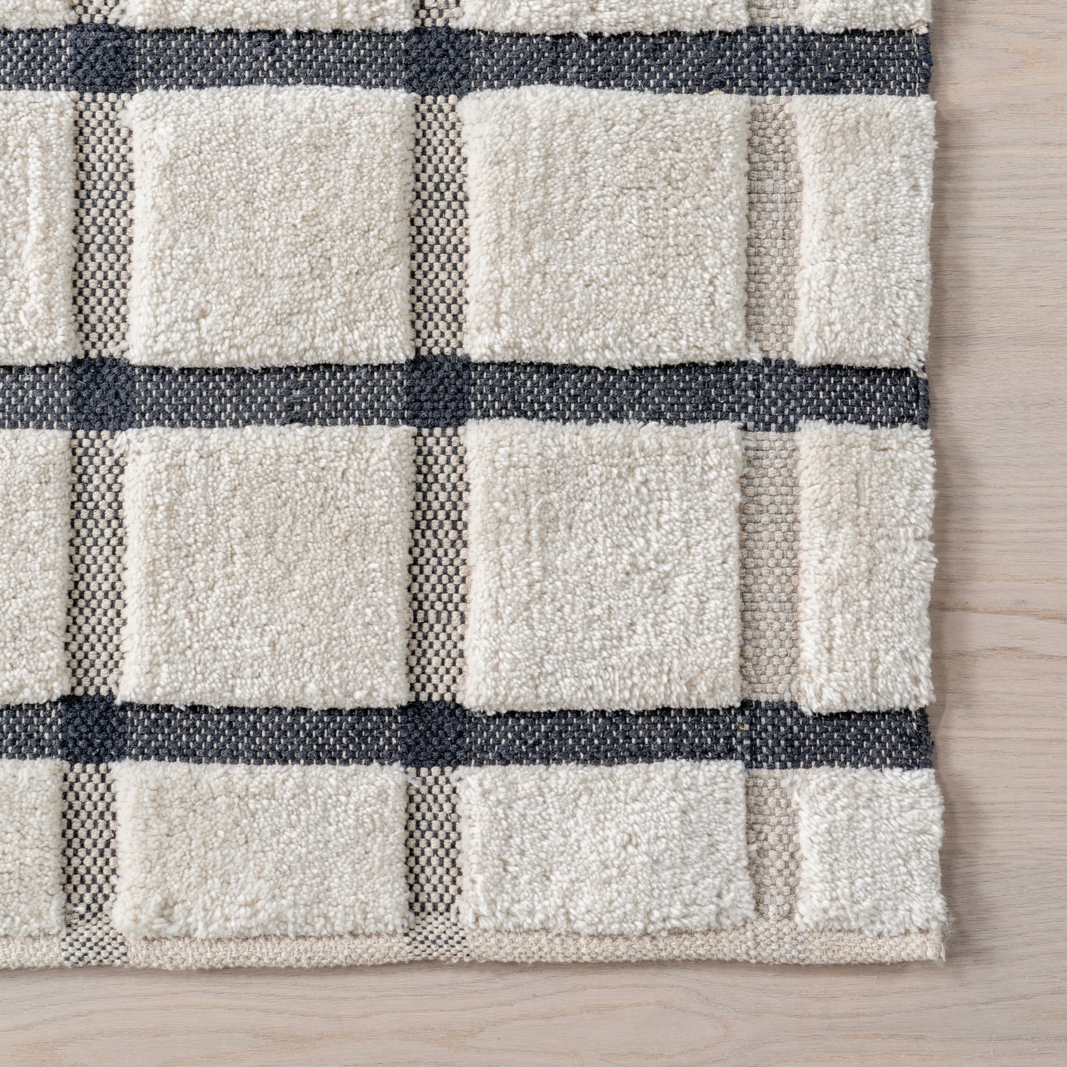 Rowena Checked Wool Area Rug