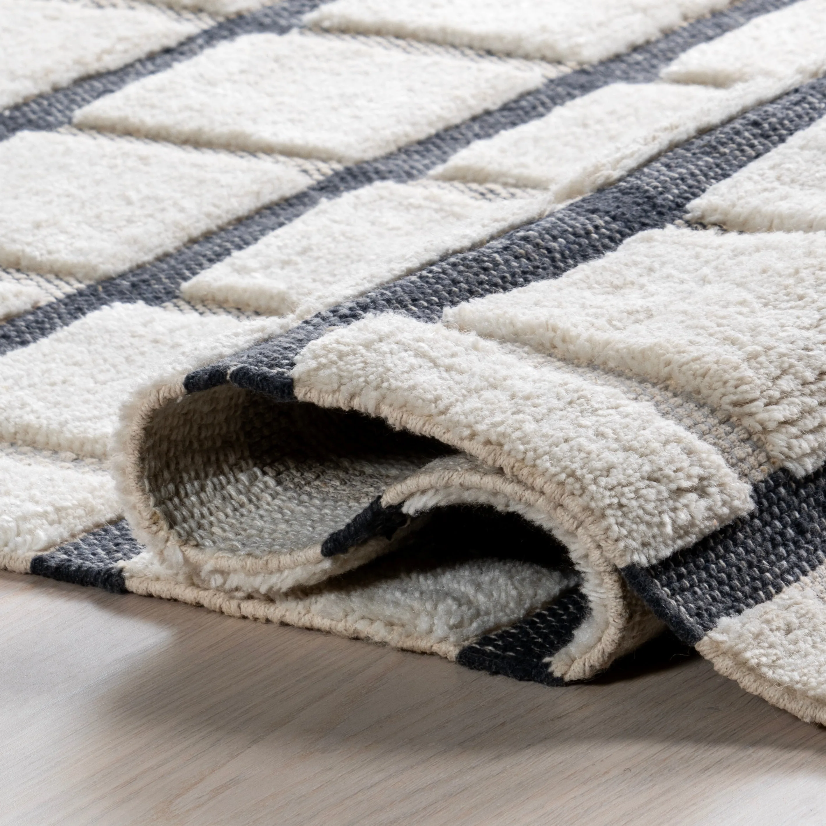 Rowena Checked Wool Area Rug