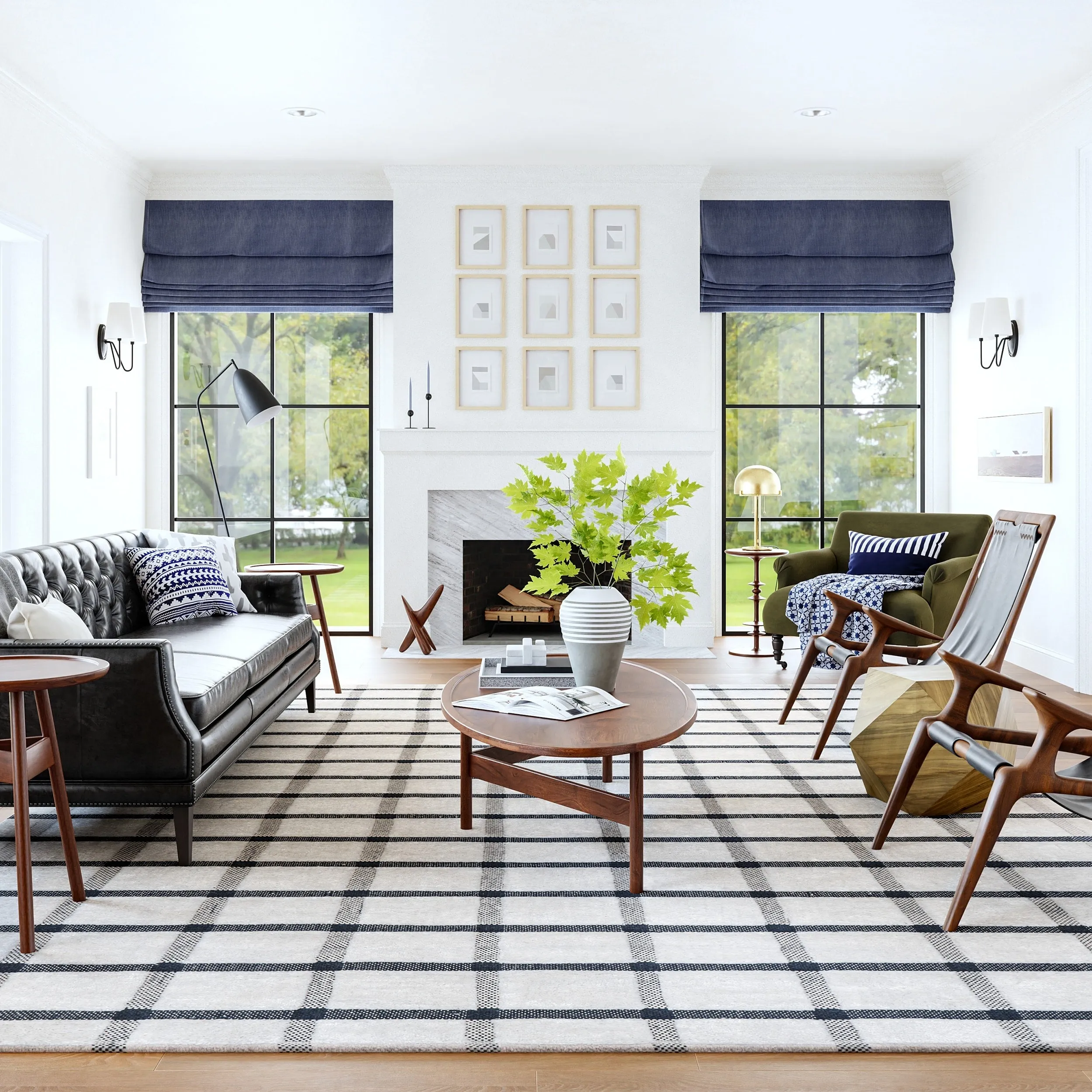Rowena Checked Wool Area Rug