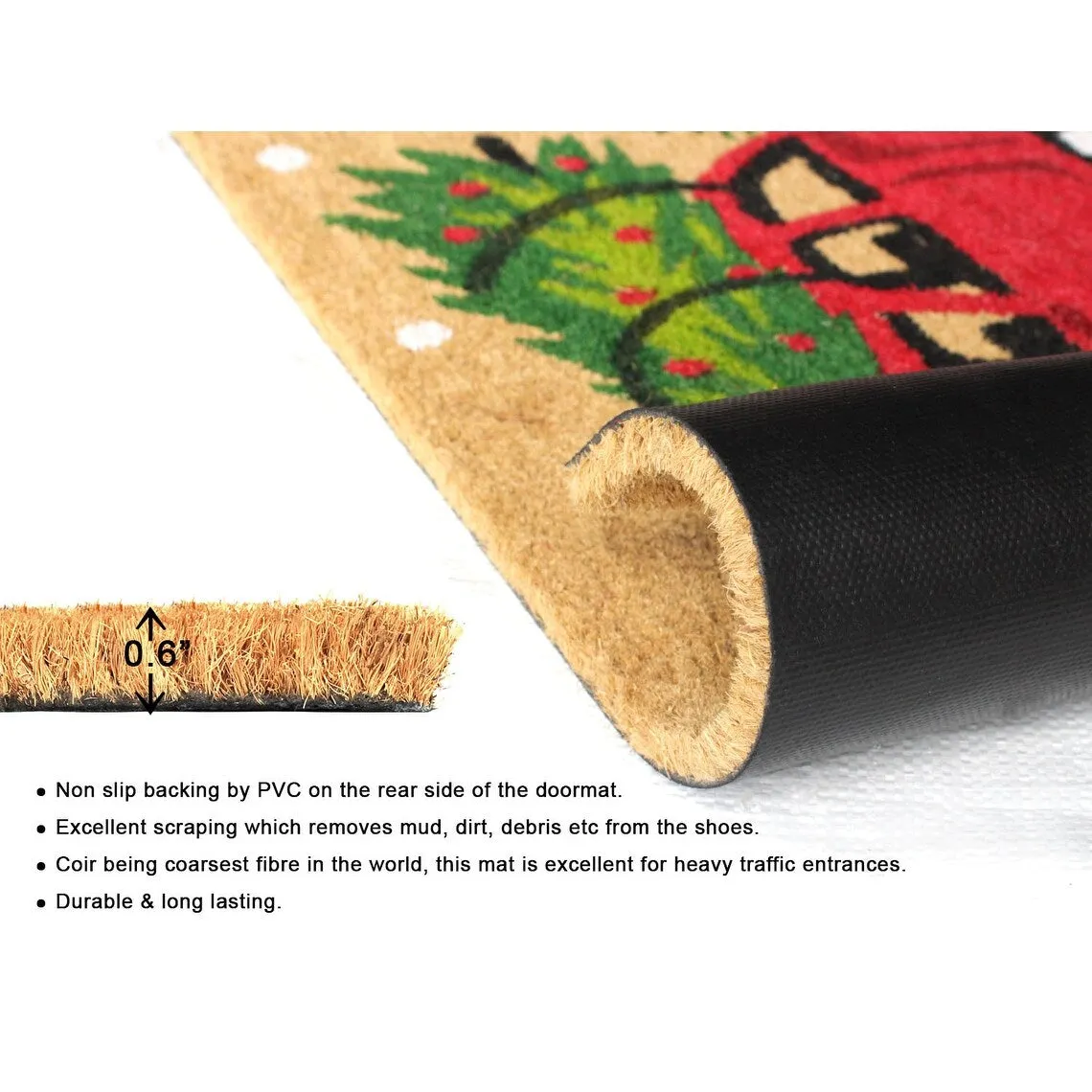 RugSmith Green Machine Tufted Christmas Car Doormat. 18 x 30 - 18 x 30