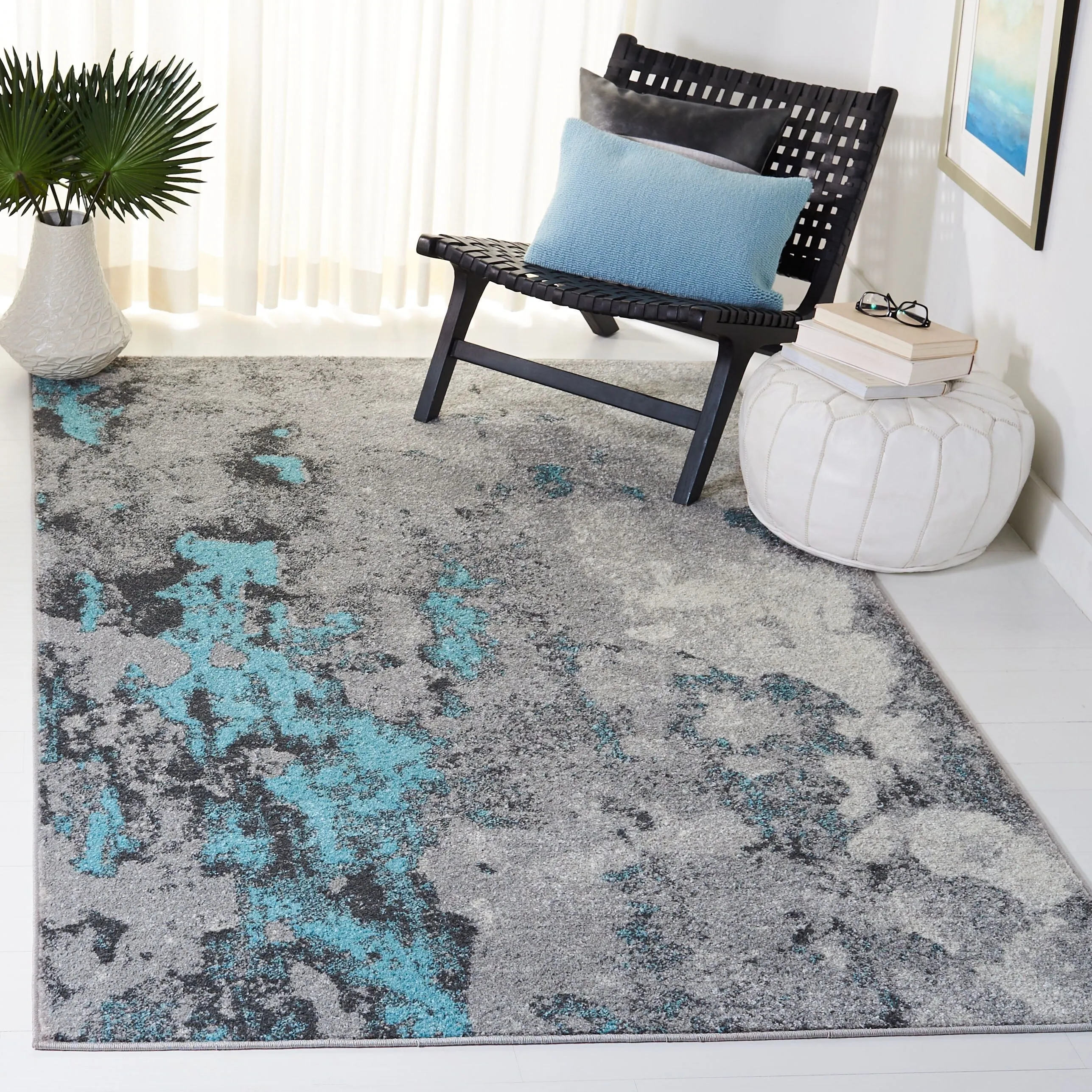 SAFAVIEH Adirondack Cordelia Abstract Glam Rug - Turquoise/Grey - 5' 1 x 7' 6