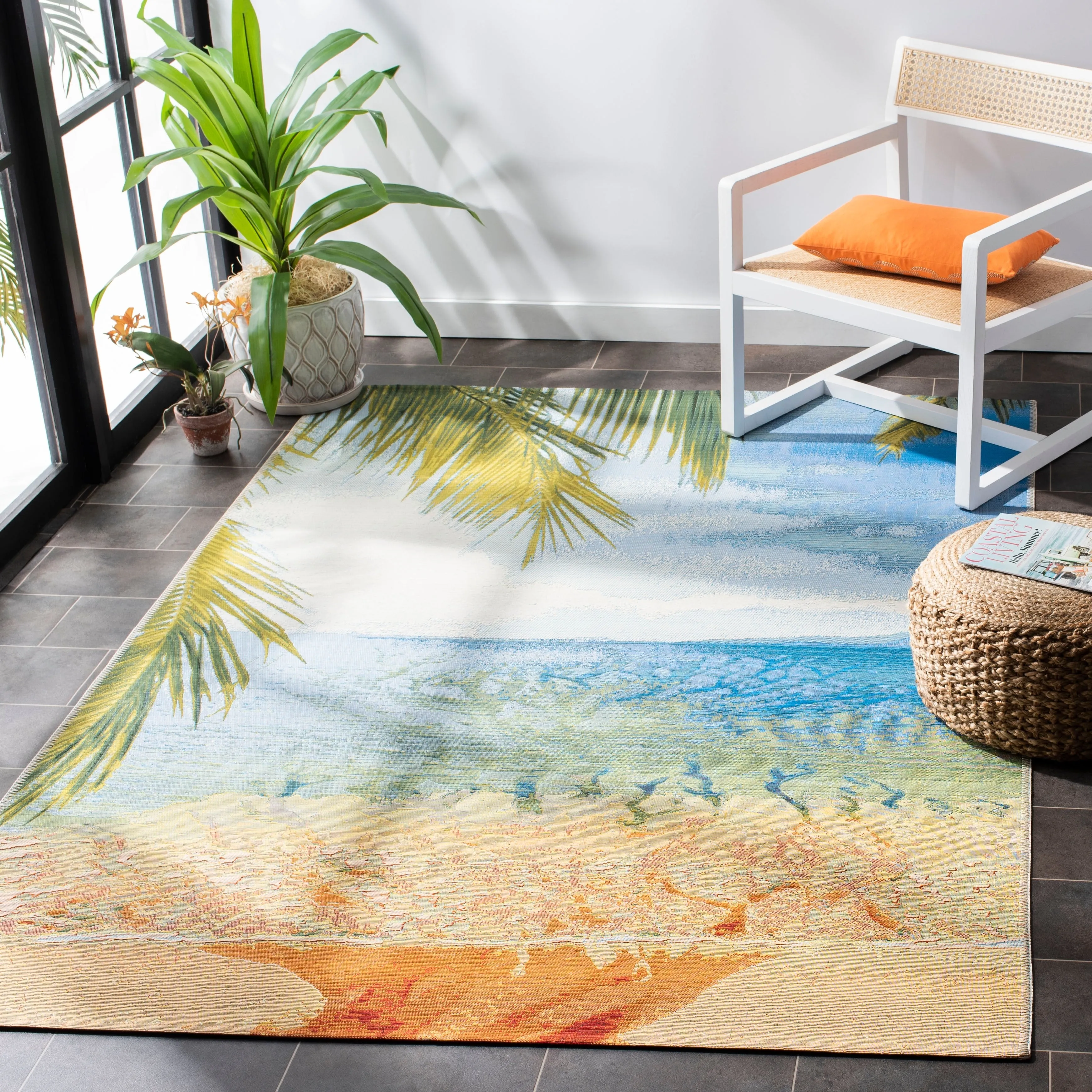 SAFAVIEH Barbados Meinharda Tropical Indoor /Outdoor Waterproof Patio Backyard Rug
