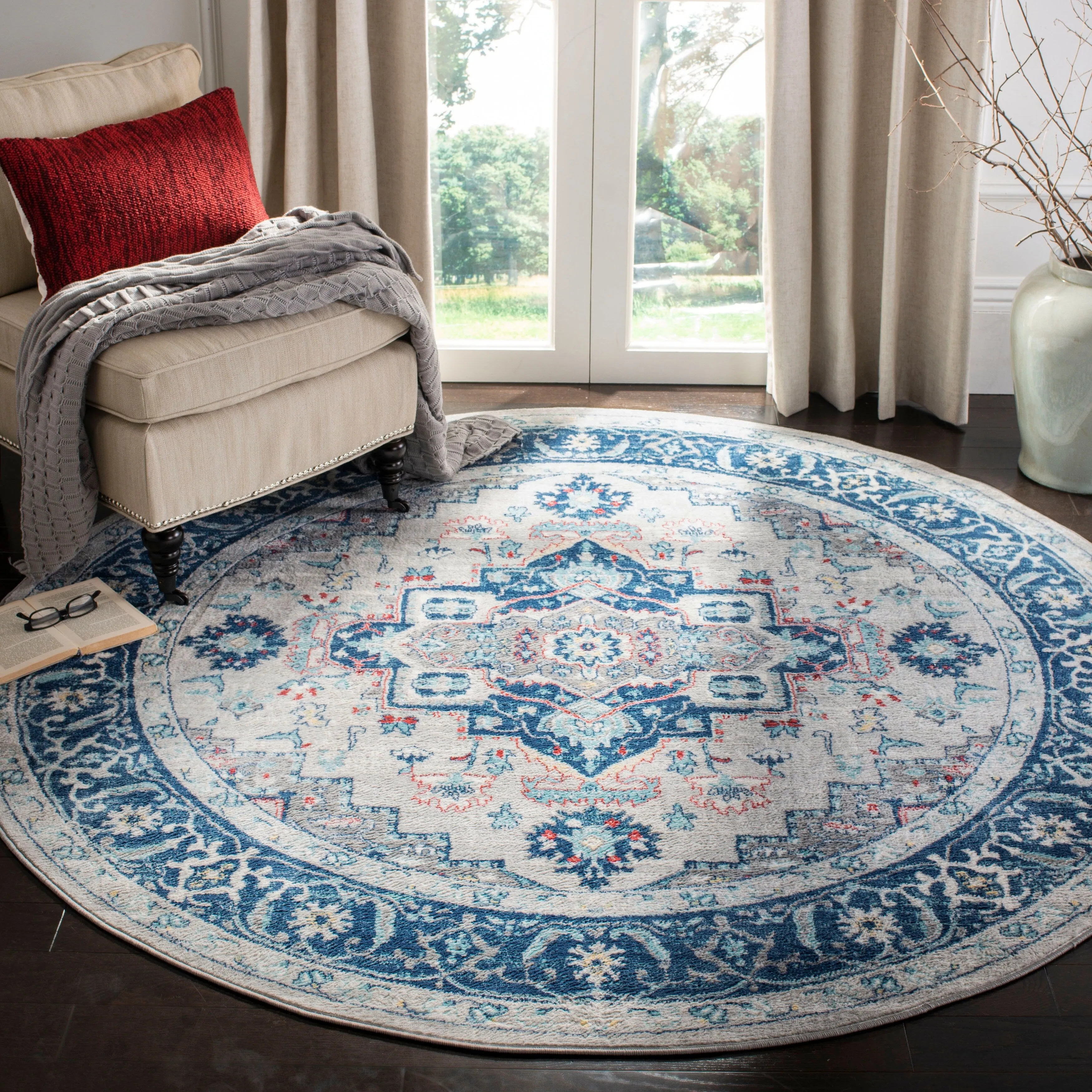 SAFAVIEH Brentwood Essie Traditional Light Grey / Blue Rug