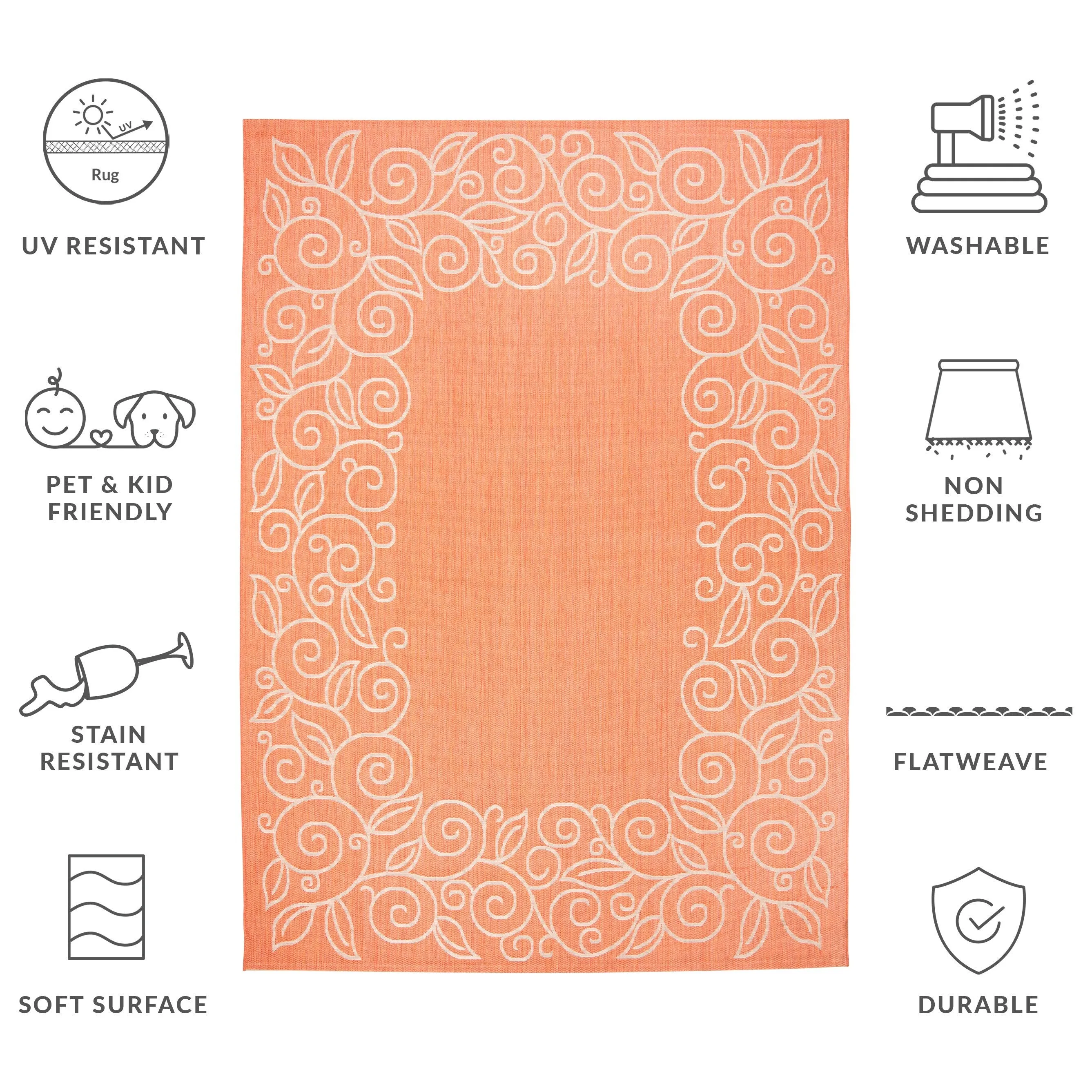 SAFAVIEH Courtyard Elfur Scroll Indoor /Outdoor Waterproof Patio Backyard Rug