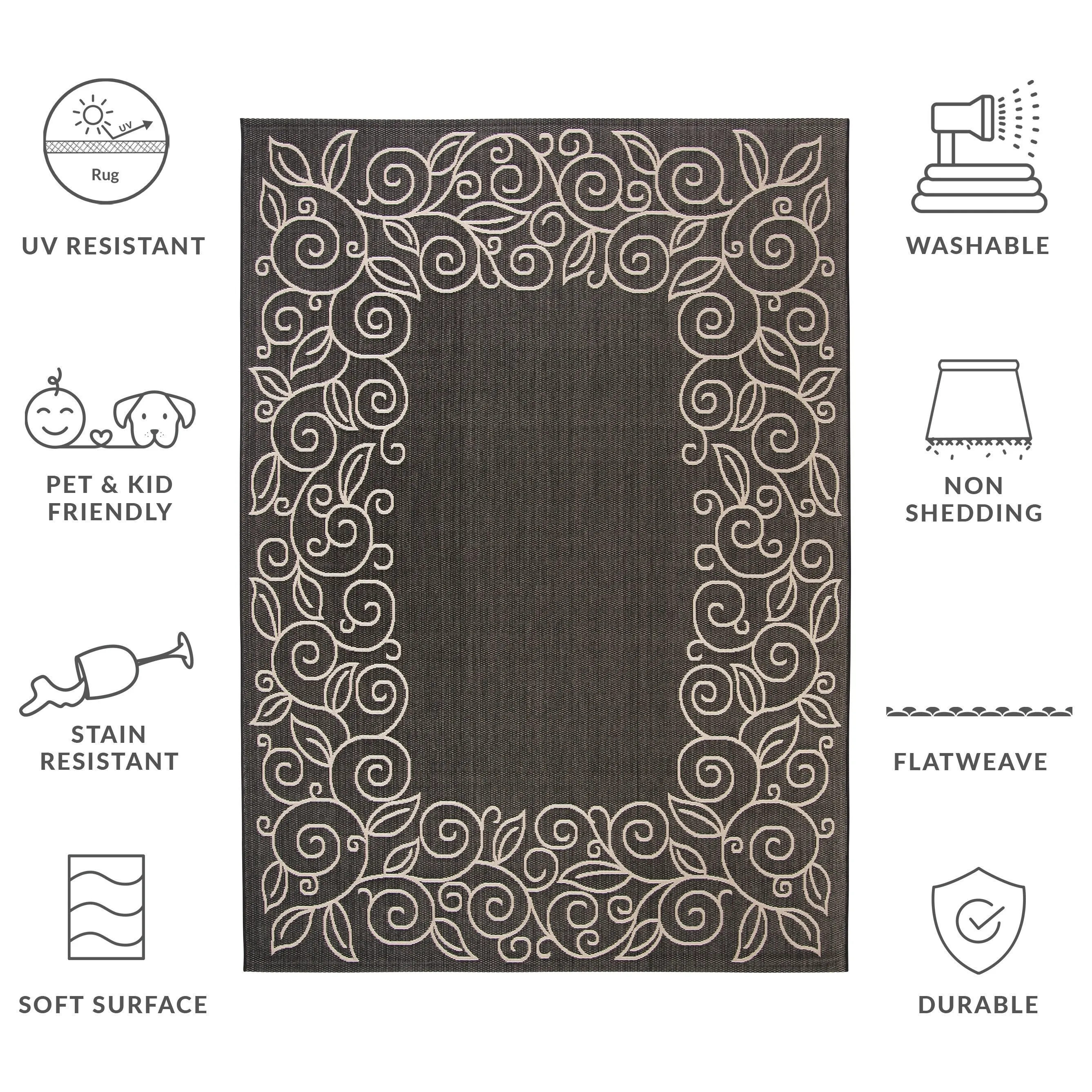 SAFAVIEH Courtyard Elfur Scroll Indoor /Outdoor Waterproof Patio Backyard Rug