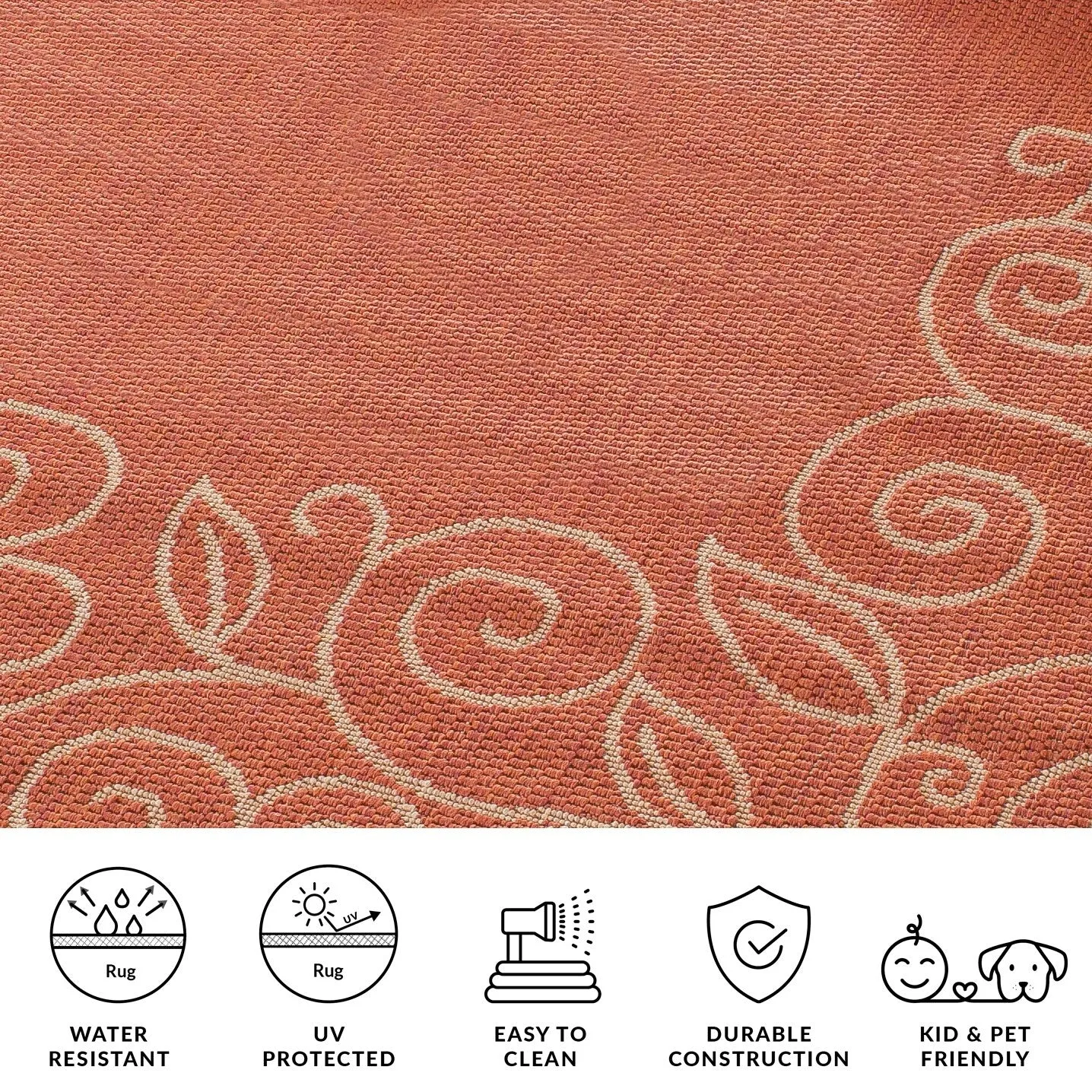 SAFAVIEH Courtyard Elfur Scroll Indoor /Outdoor Waterproof Patio Backyard Rug