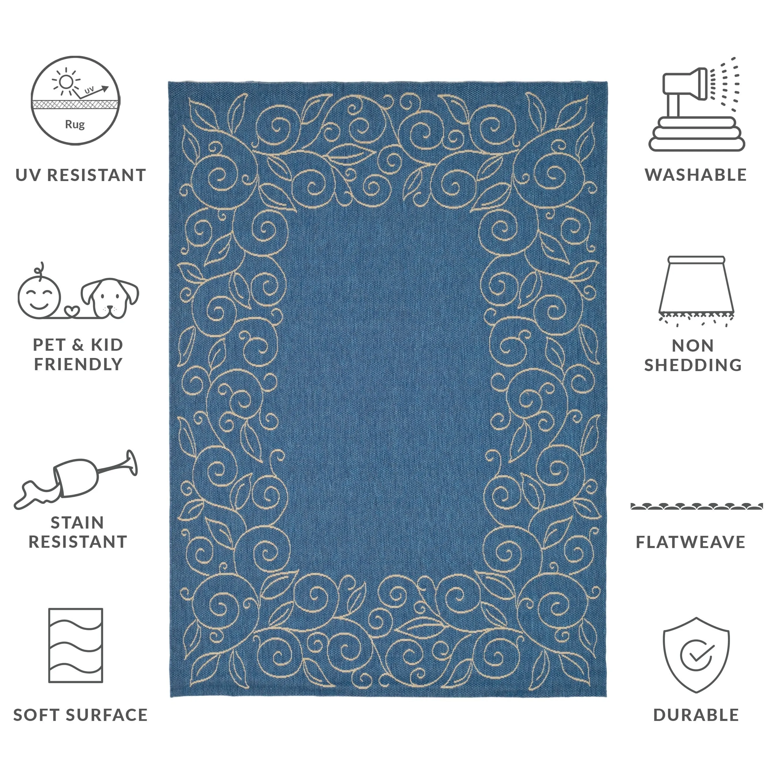 SAFAVIEH Courtyard Elfur Scroll Indoor /Outdoor Waterproof Patio Backyard Rug