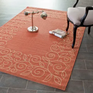 SAFAVIEH Courtyard Elfur Scroll Indoor /Outdoor Waterproof Patio Backyard Rug